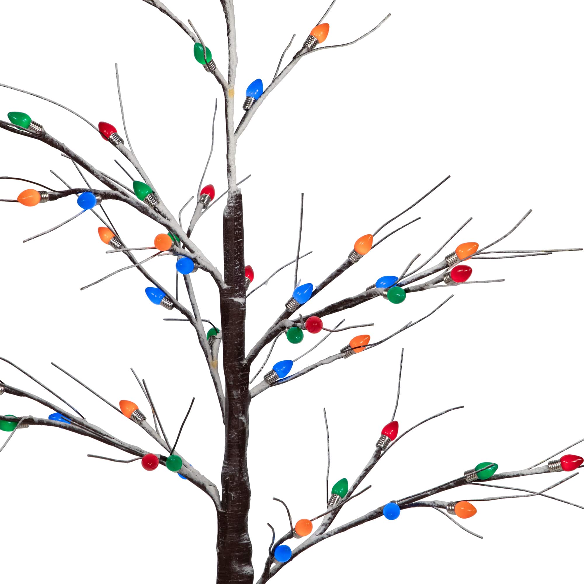 4ft. Pre-Lit Brown Frosted Christmas Twig Tree, Multicolor LED Lights