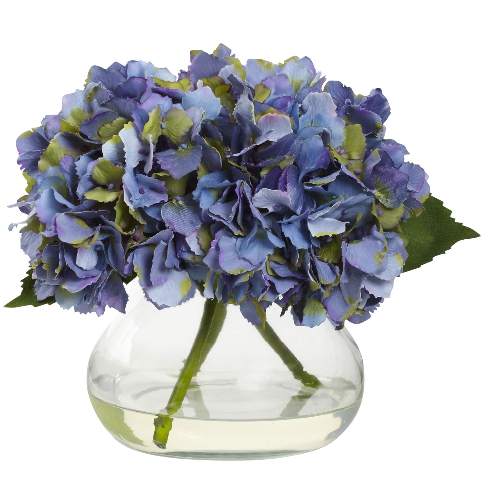 8.5&#x22; Blue Blooming Hydrangea in Glass Vase