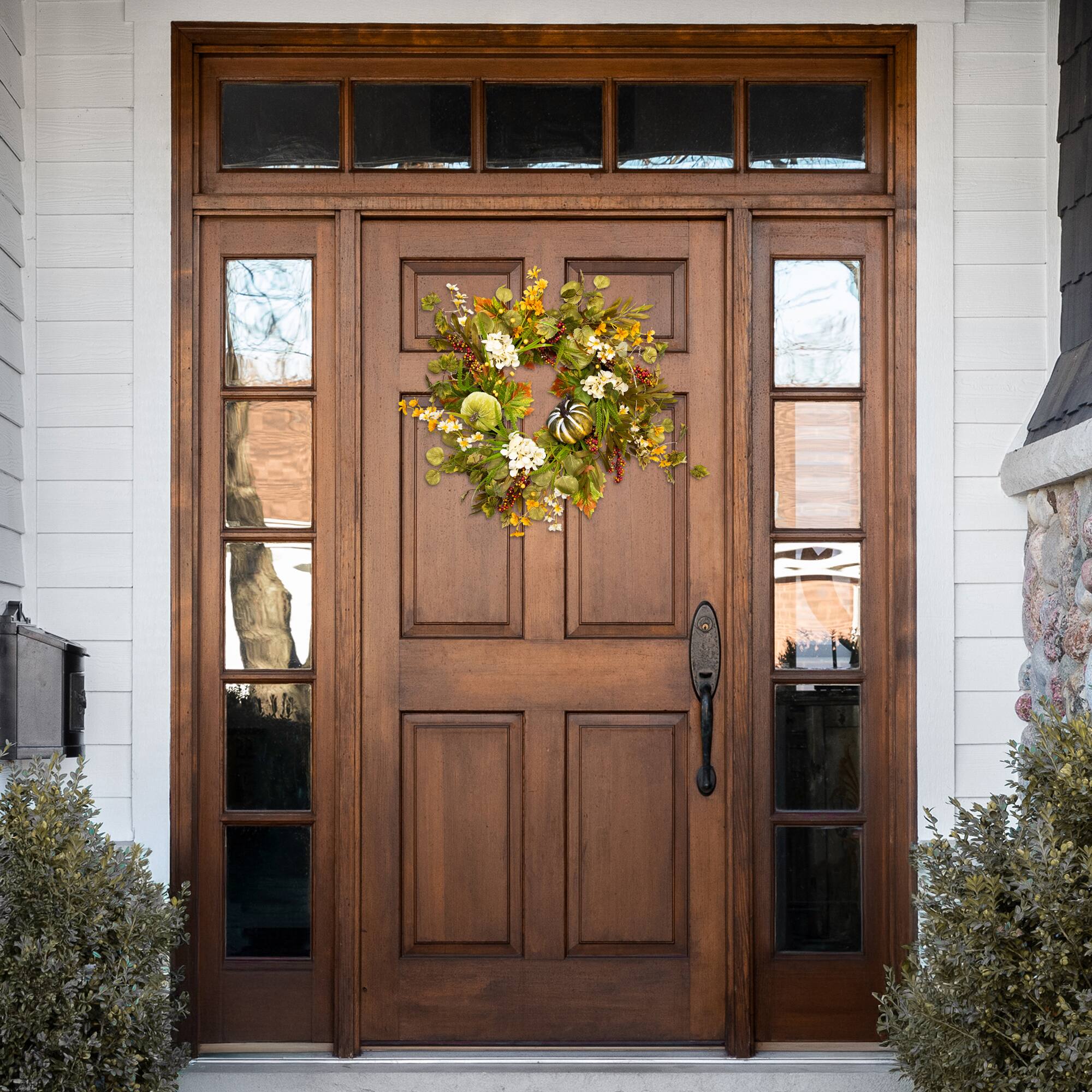 24" Pumpkins & Berries Artificial Fall Harvest Twig Wreath