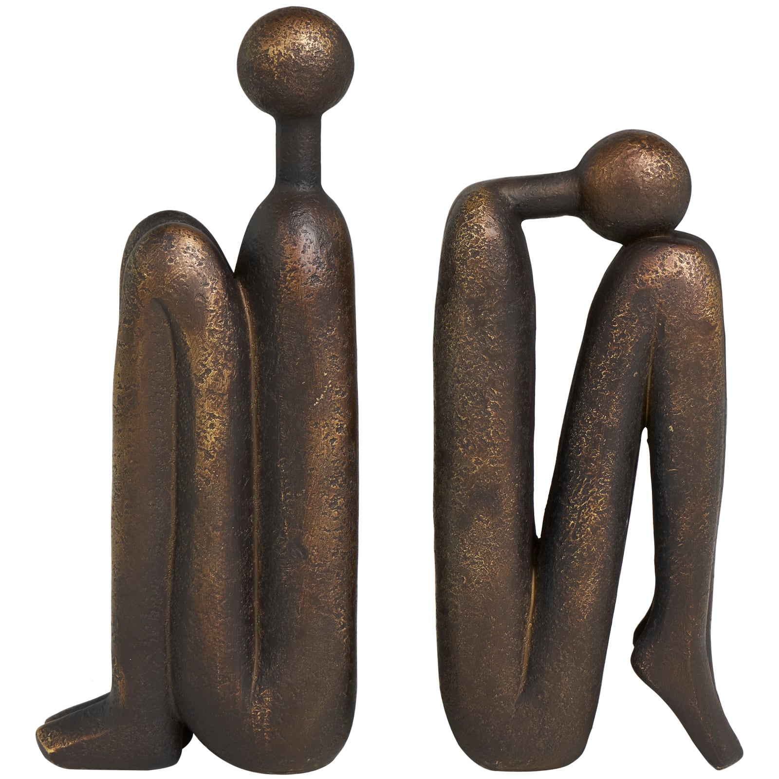 The Novogratz Distressed Bronze Sitting Figures Bookend Set