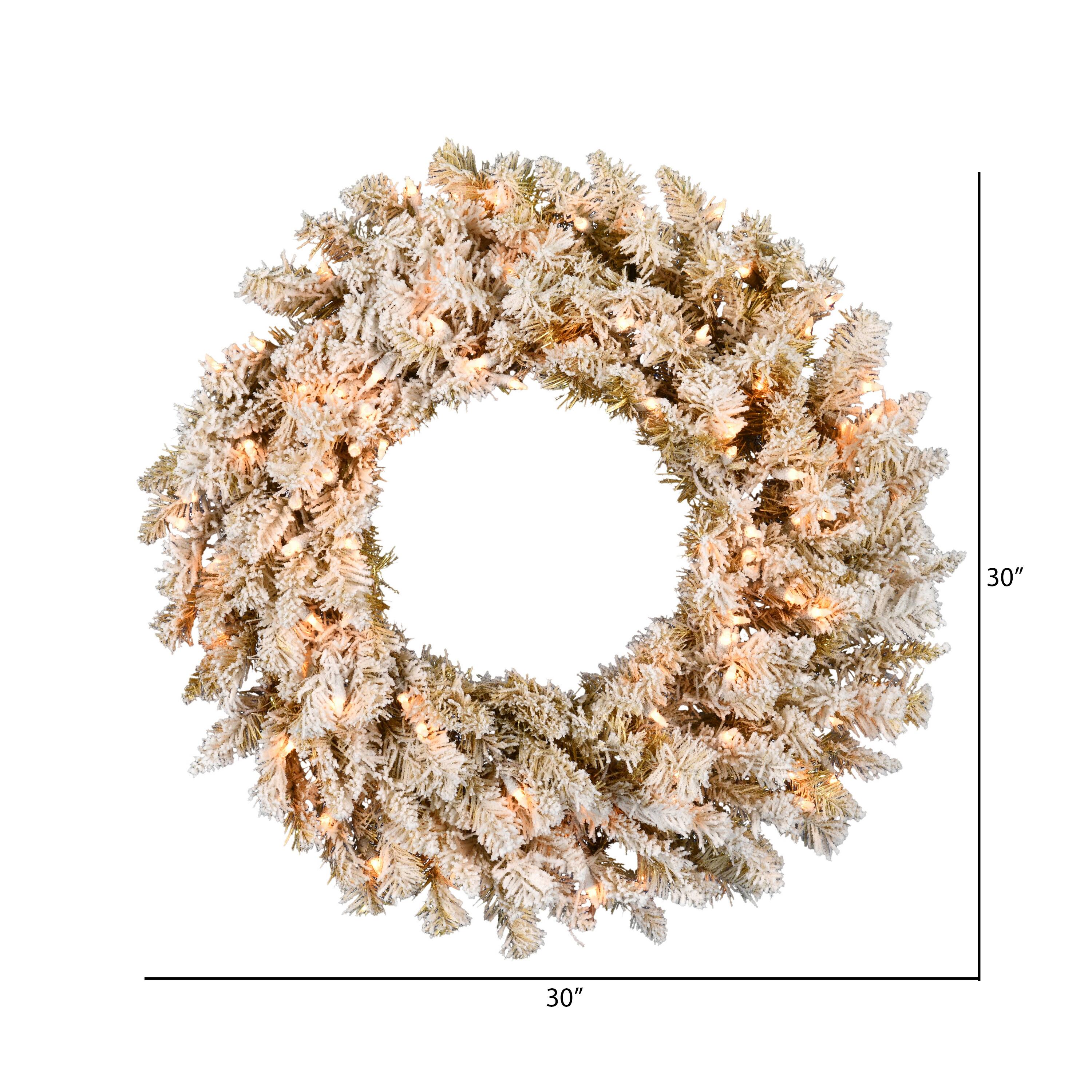 30&#x22; Clear Dura-Lit&#xAE; Frosted Gold Wreath