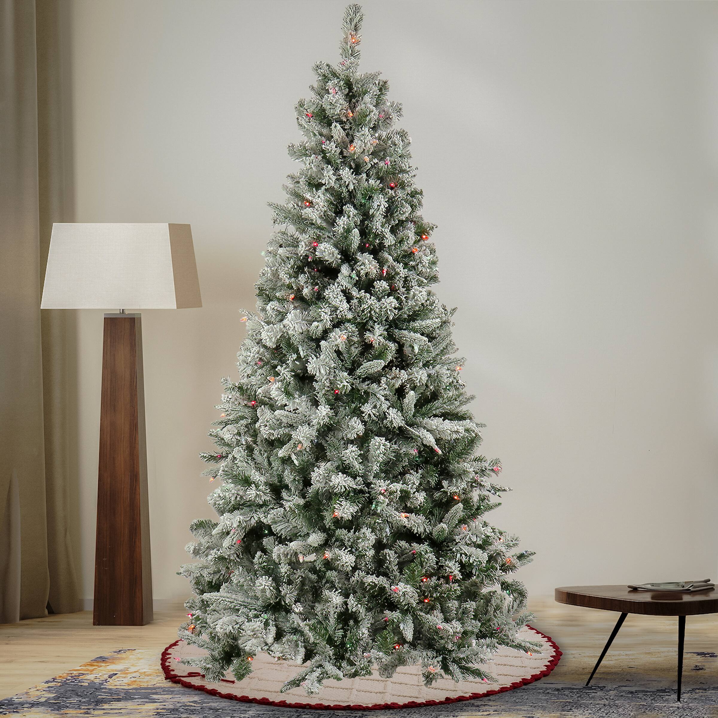 6.5ft. Pre-Lit Snowy Mixed Pine Artificial Christmas Tree, Multicolor Lights