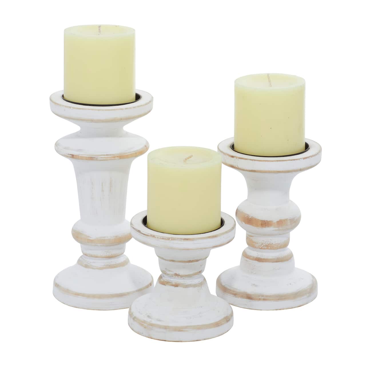 White Wood Farmhouse Candle Holder Set | Michaels