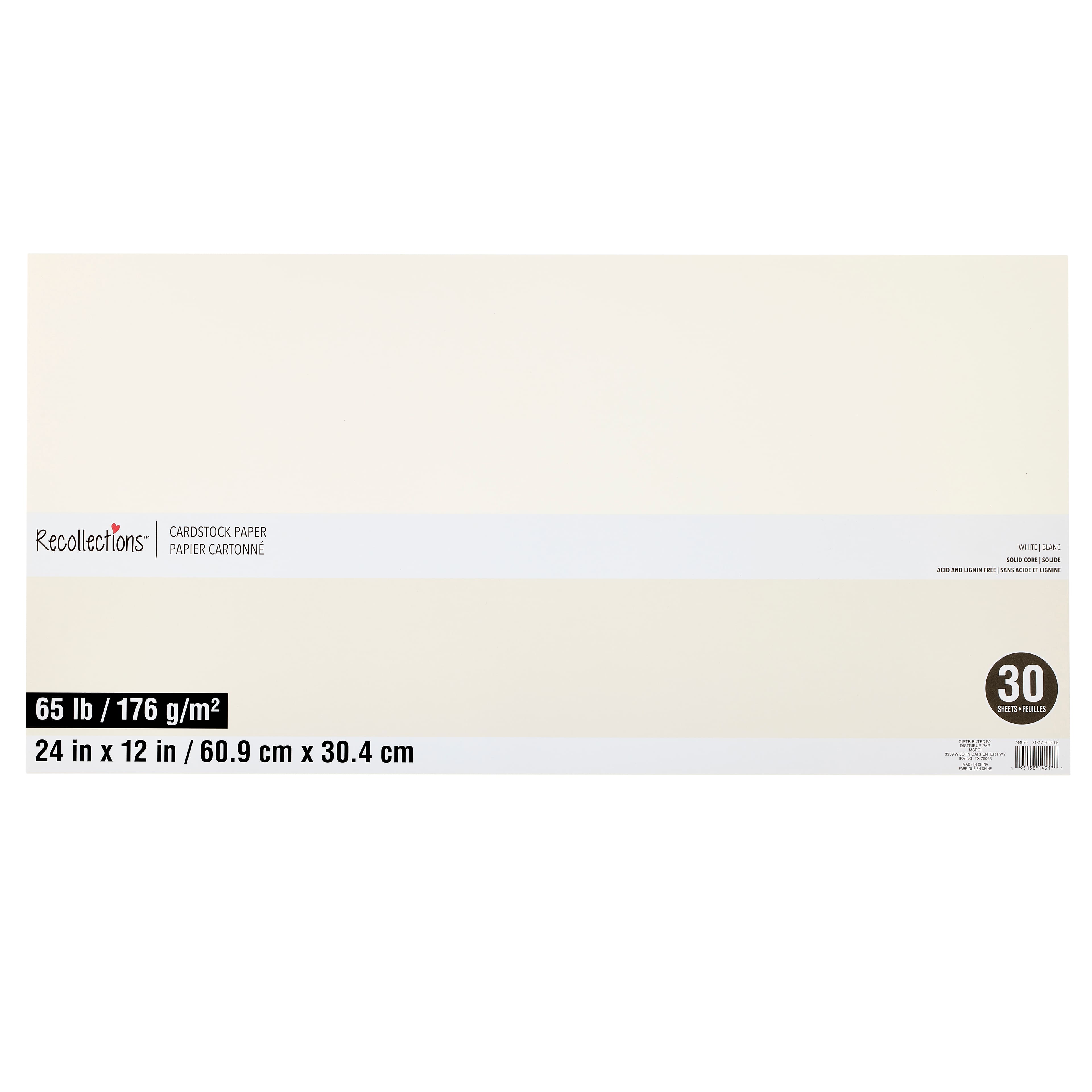 24" x 12" 65lb. Cardstock Paper by Recollections™, 30 Sheets