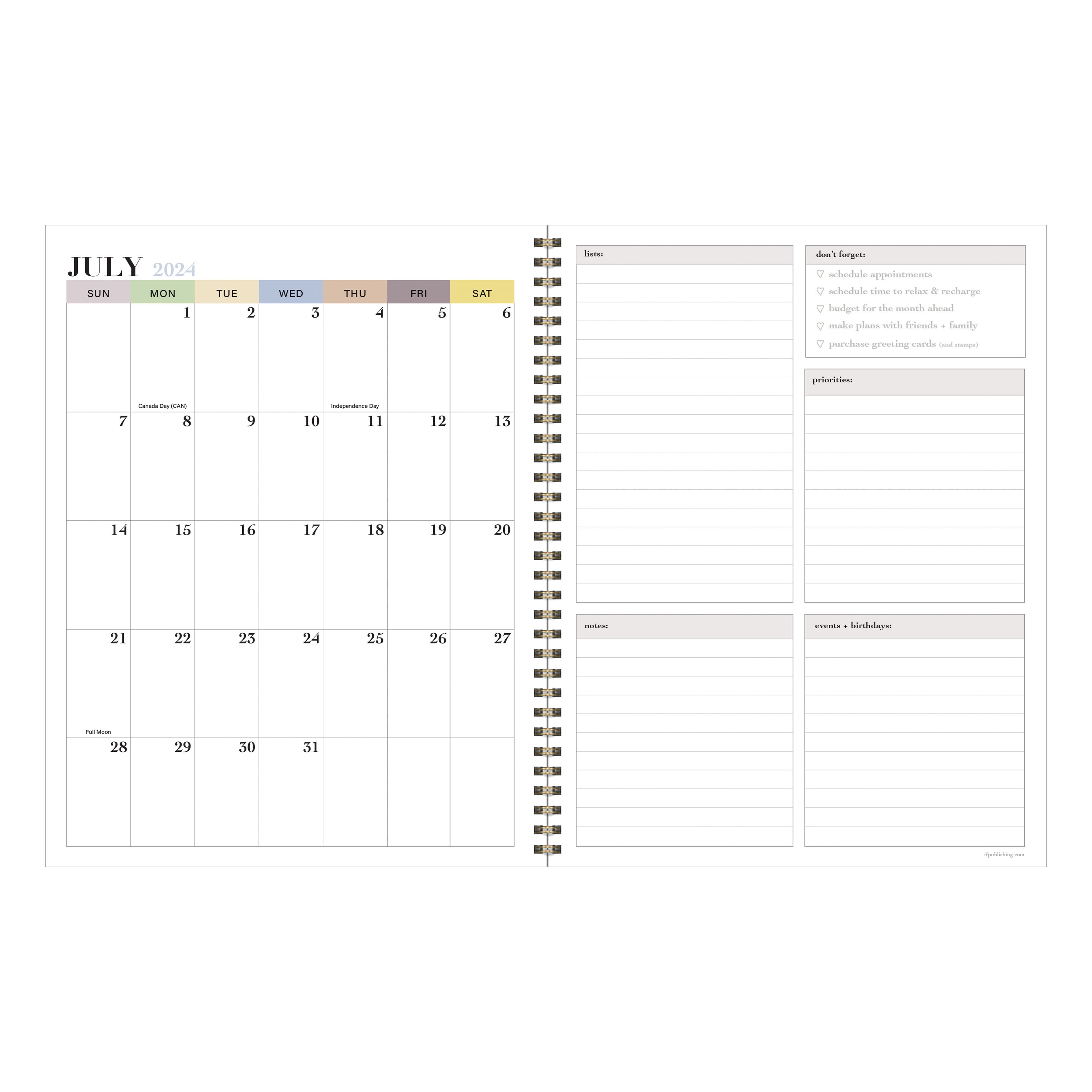 TF Publishing 2024 - 2025 Positano Palms Large Spiral Planner