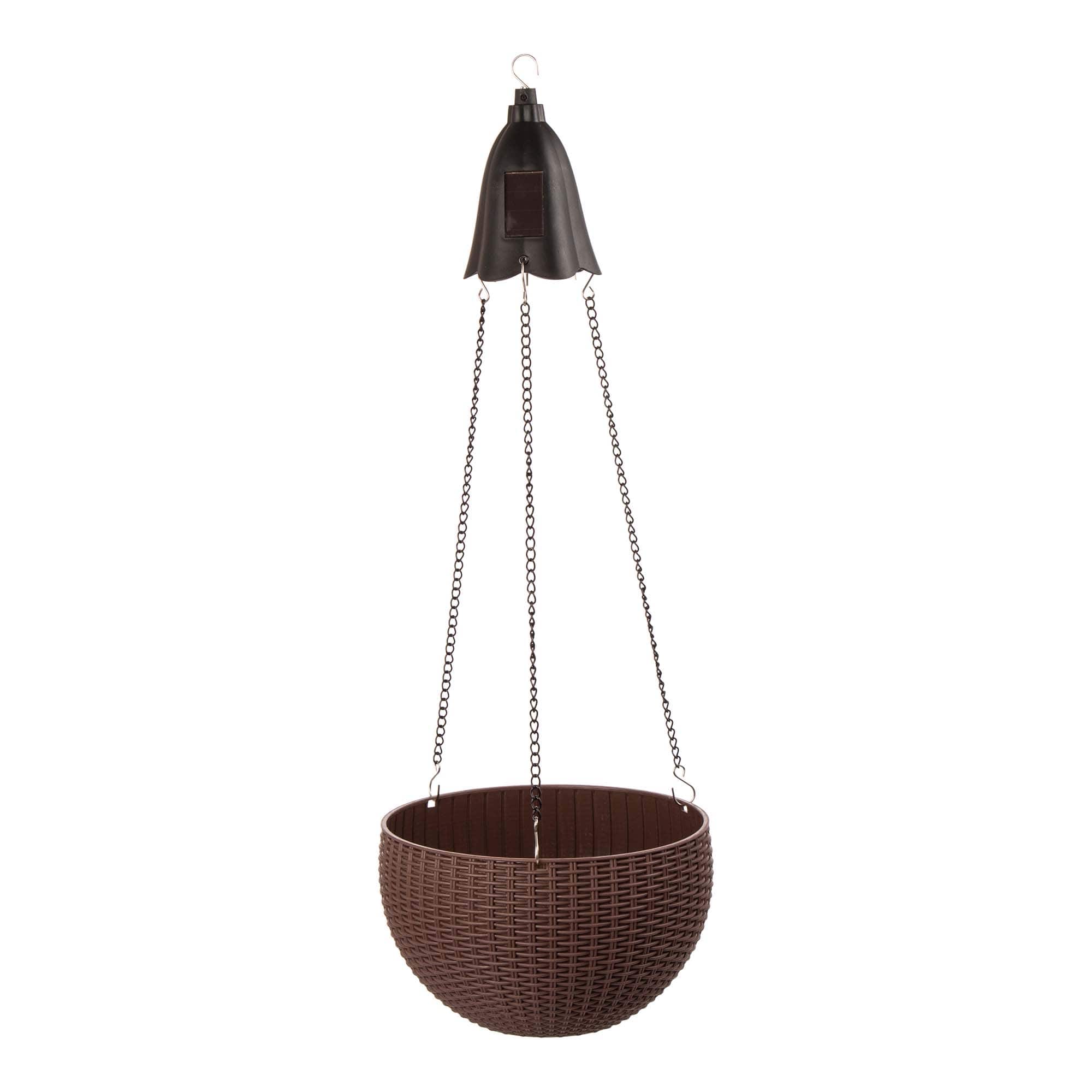 Glitzhome® 30" Solar Lighted Hanging Basket Planter