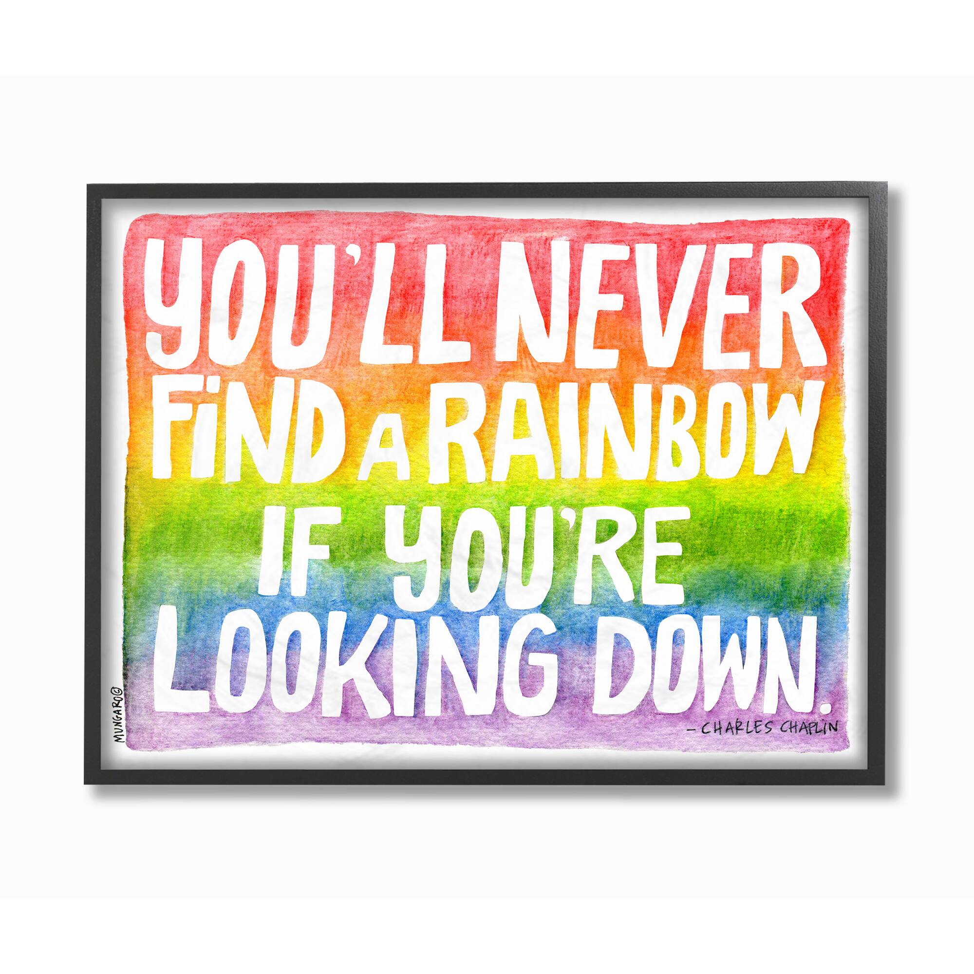 Stupell Industries Find A Rainbow Watercolor Typography in Black Frame Wall Art