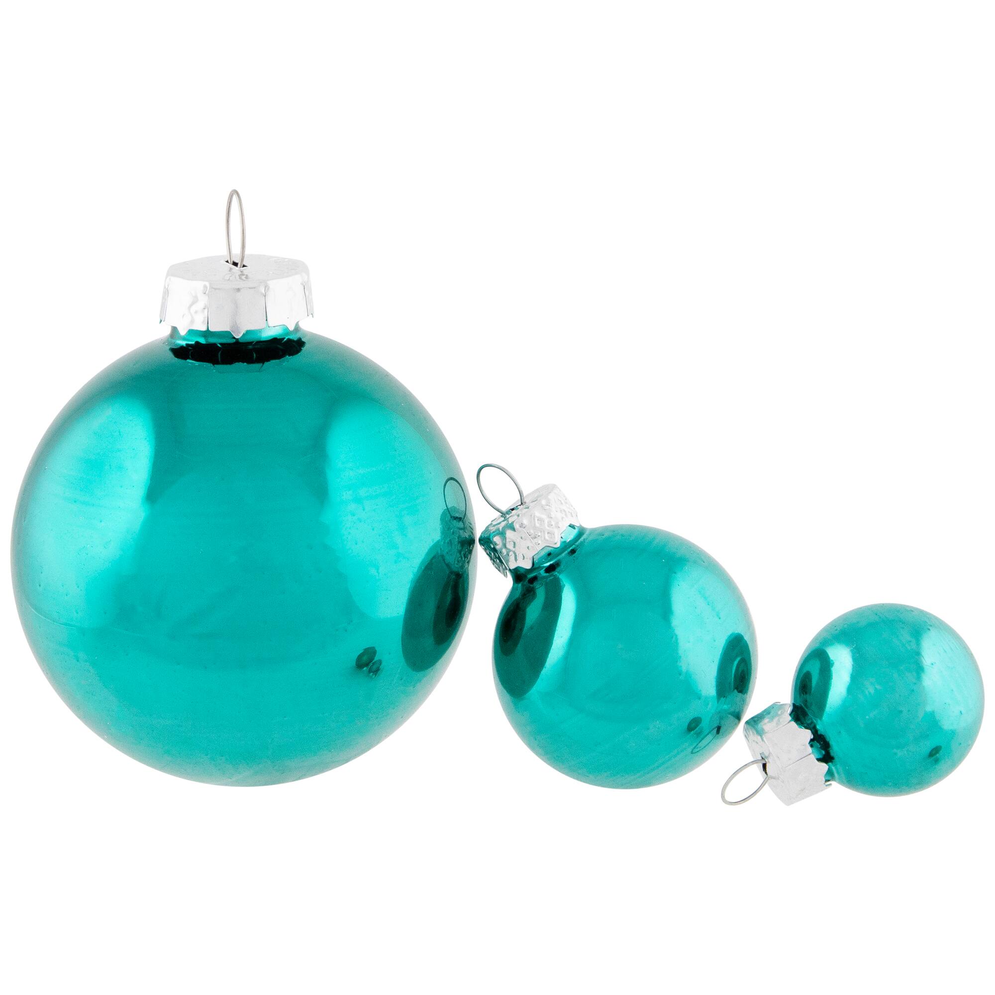 40ct. Green 2-Finish Multiple Size Glass Ball Christmas Ornaments