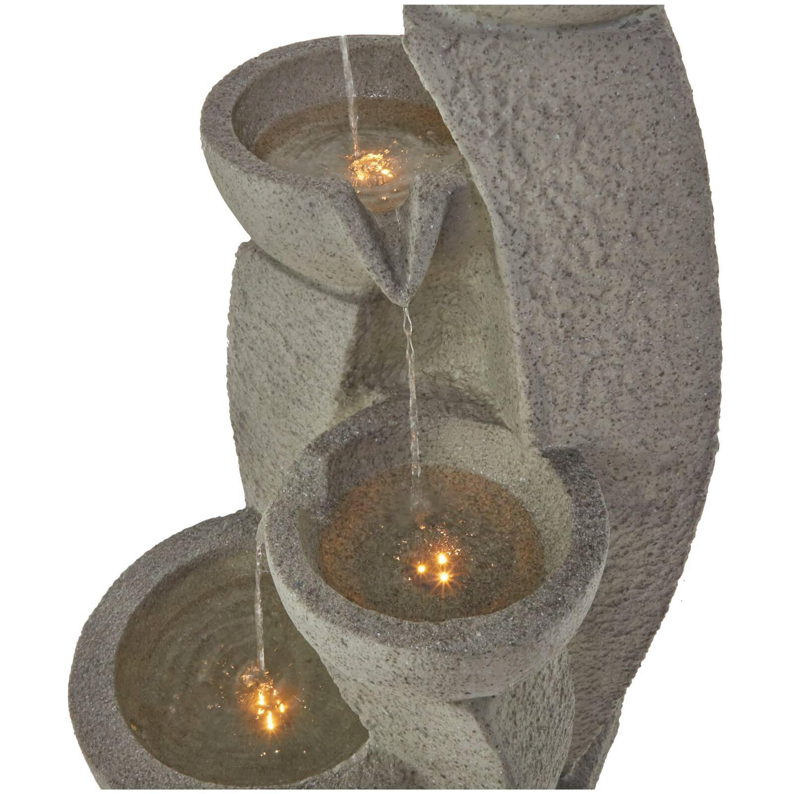 43.5" Gray Fiberglass 4-Tier Fountain with LED Light