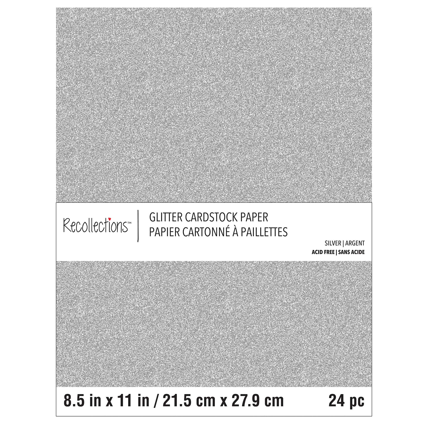 Silver Glitter Cardstock 8.5 x 11 - 10 Sheets - Spellbinders Paper Arts