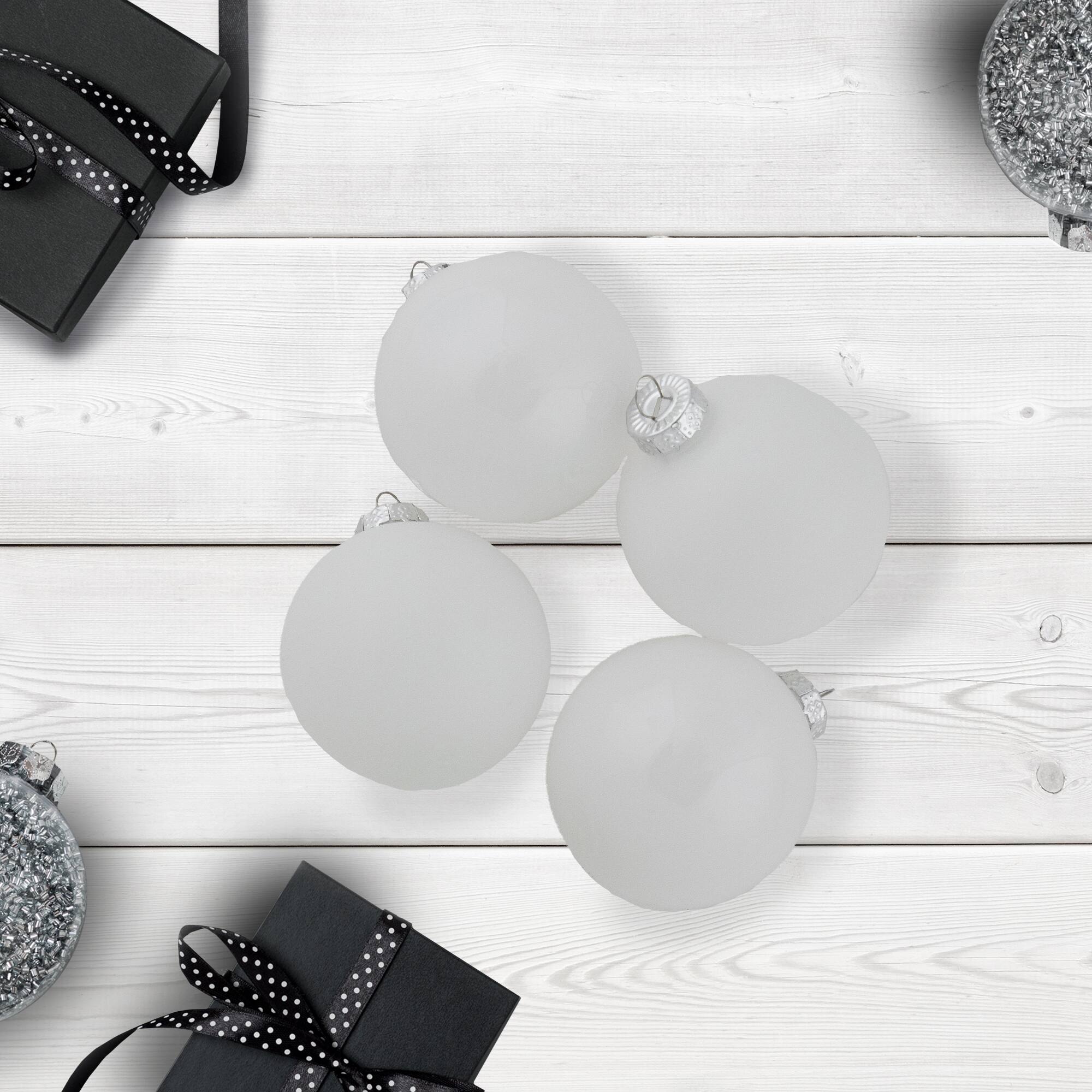 9ct. 2.5&#x22; Shiny and Matte White Glass Ball Christmas Ornaments