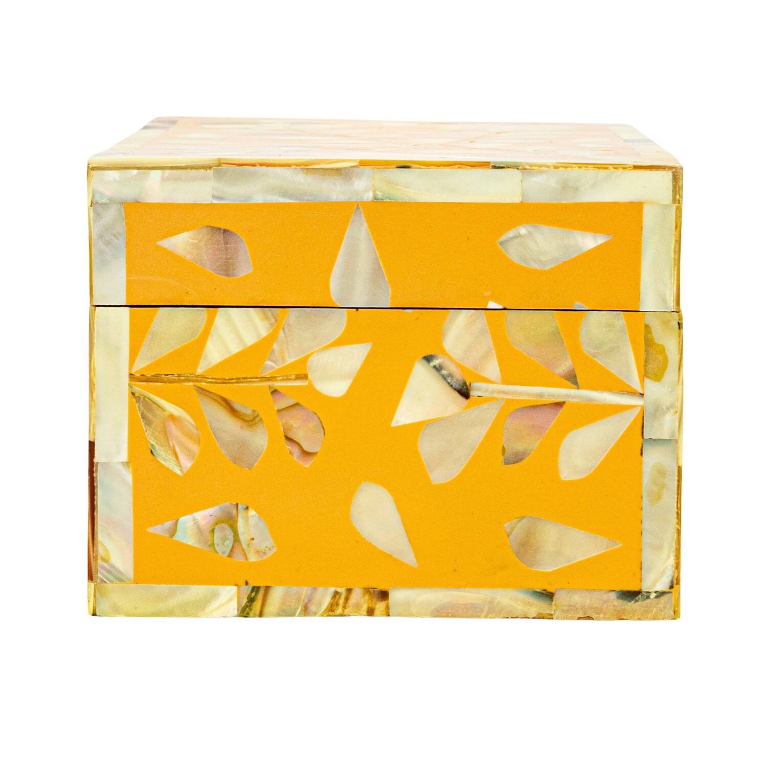 Hello Honey&#xAE; 6&#x22; Multicolor Floral Mother of Pearl &#x26; Reclaimed Wood Box