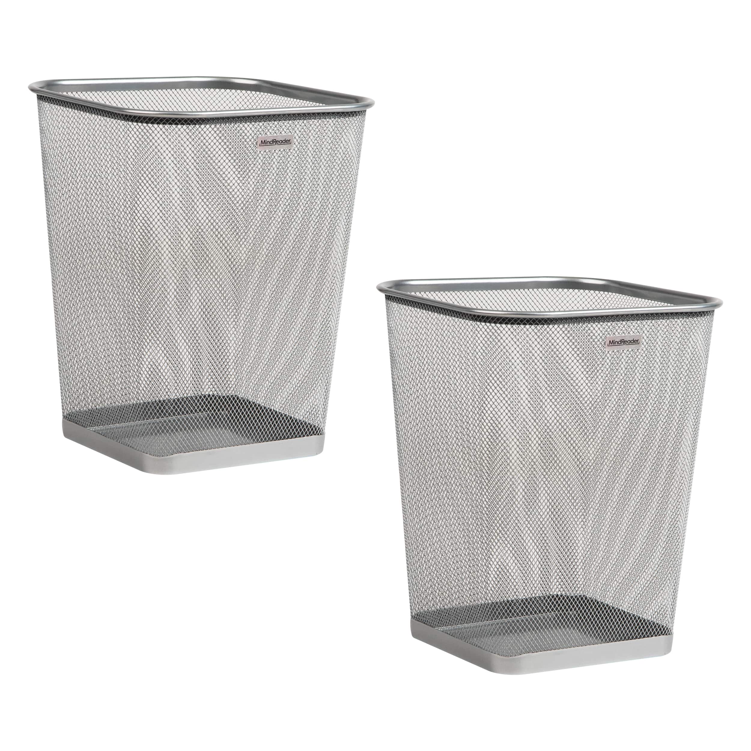 Mind Reader 2 Piece Square Metal Mesh Waste Basket Set