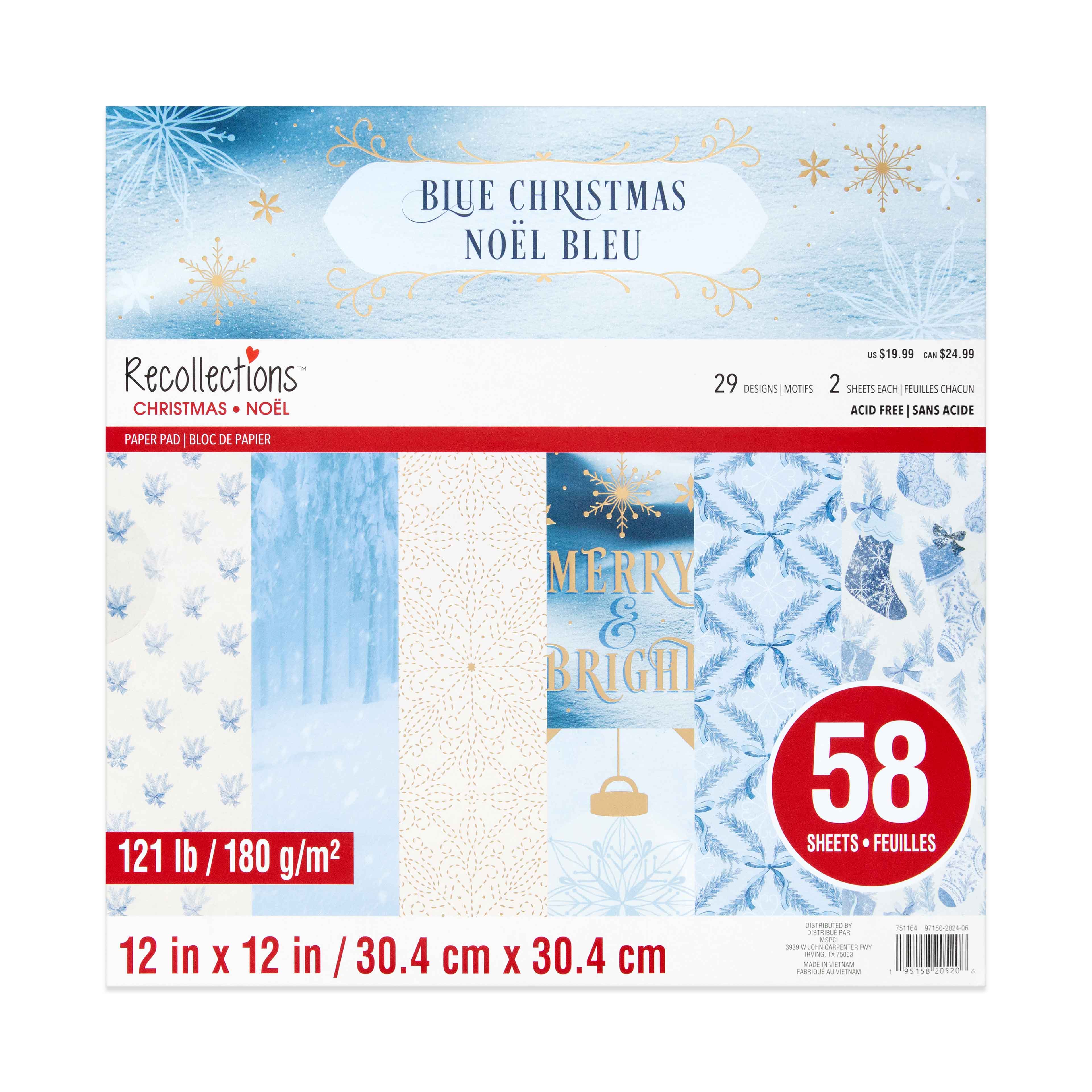 12&#x22; x 12&#x22; Blue Christmas Paper Pad by Recollections&#x2122;