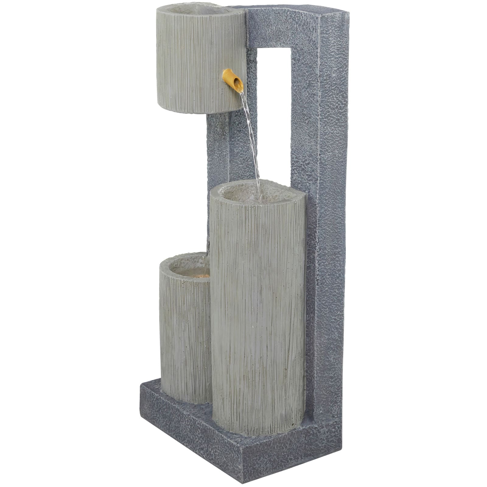 37.5" Gray Fiberglass 3-Tier Fountain with LED Light