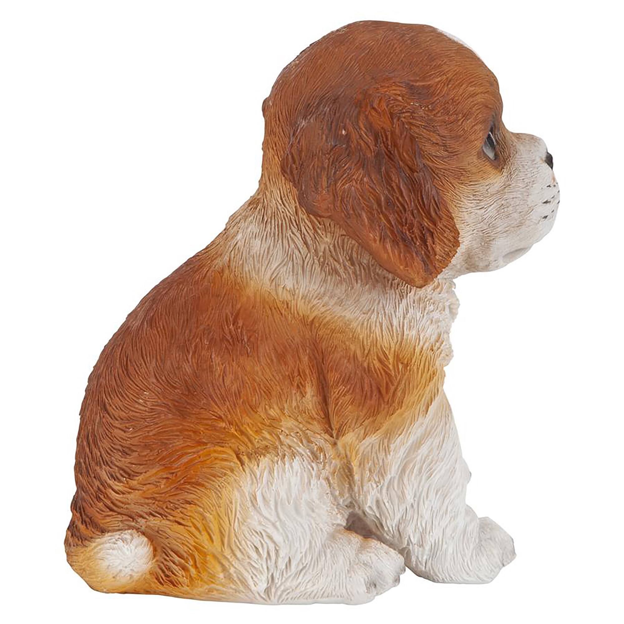 Design Toscano 6&#x22; Red &#x26; White Cavalier King Charles Puppy Partner Collectible Dog Statue
