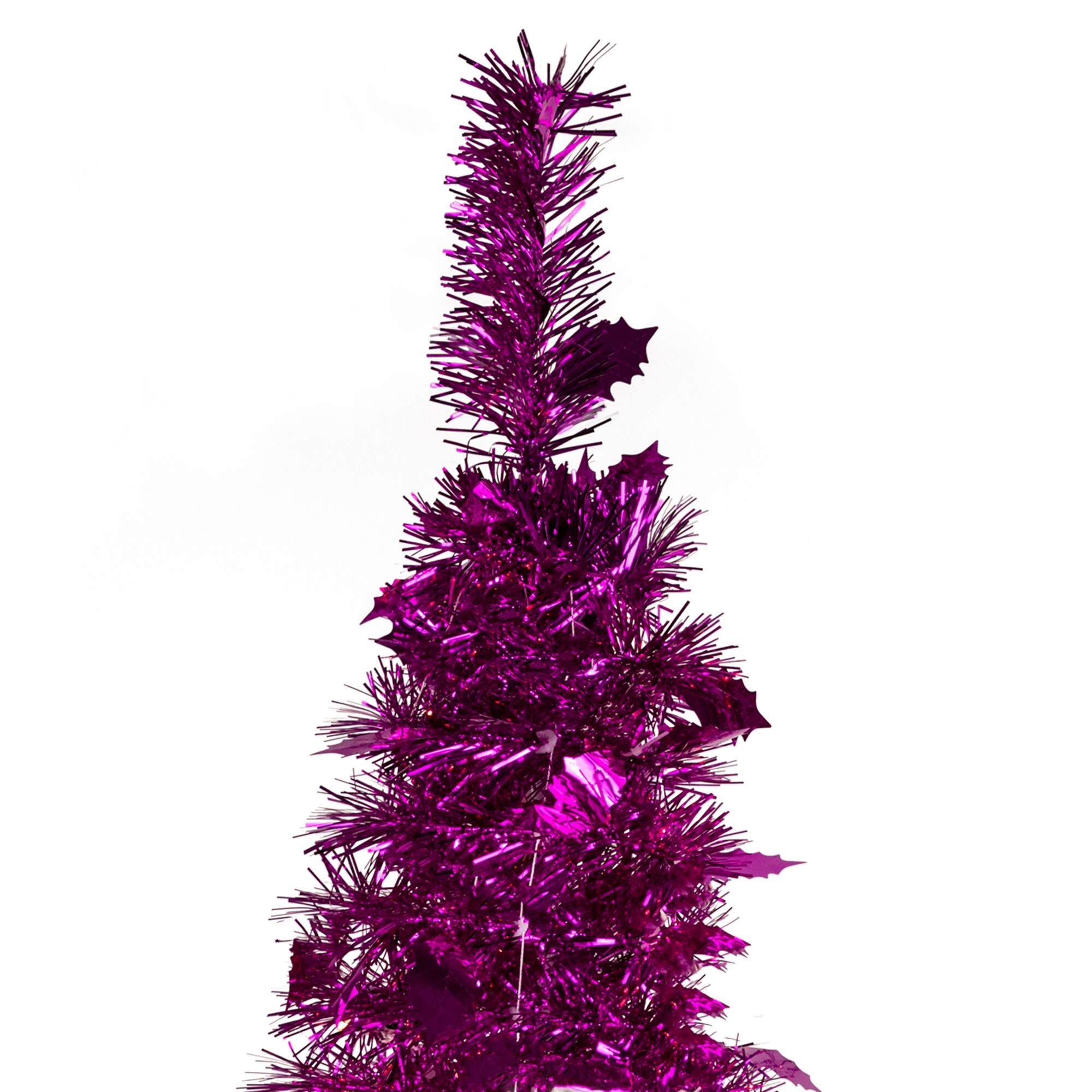 4ft. Unlit Pink Tinsel Pop-Up Artificial Christmas Tree