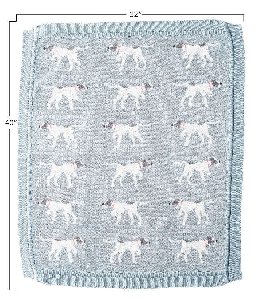 Hello Honey&#xAE; Cotton Knit Baby Blanket with Dog Pattern