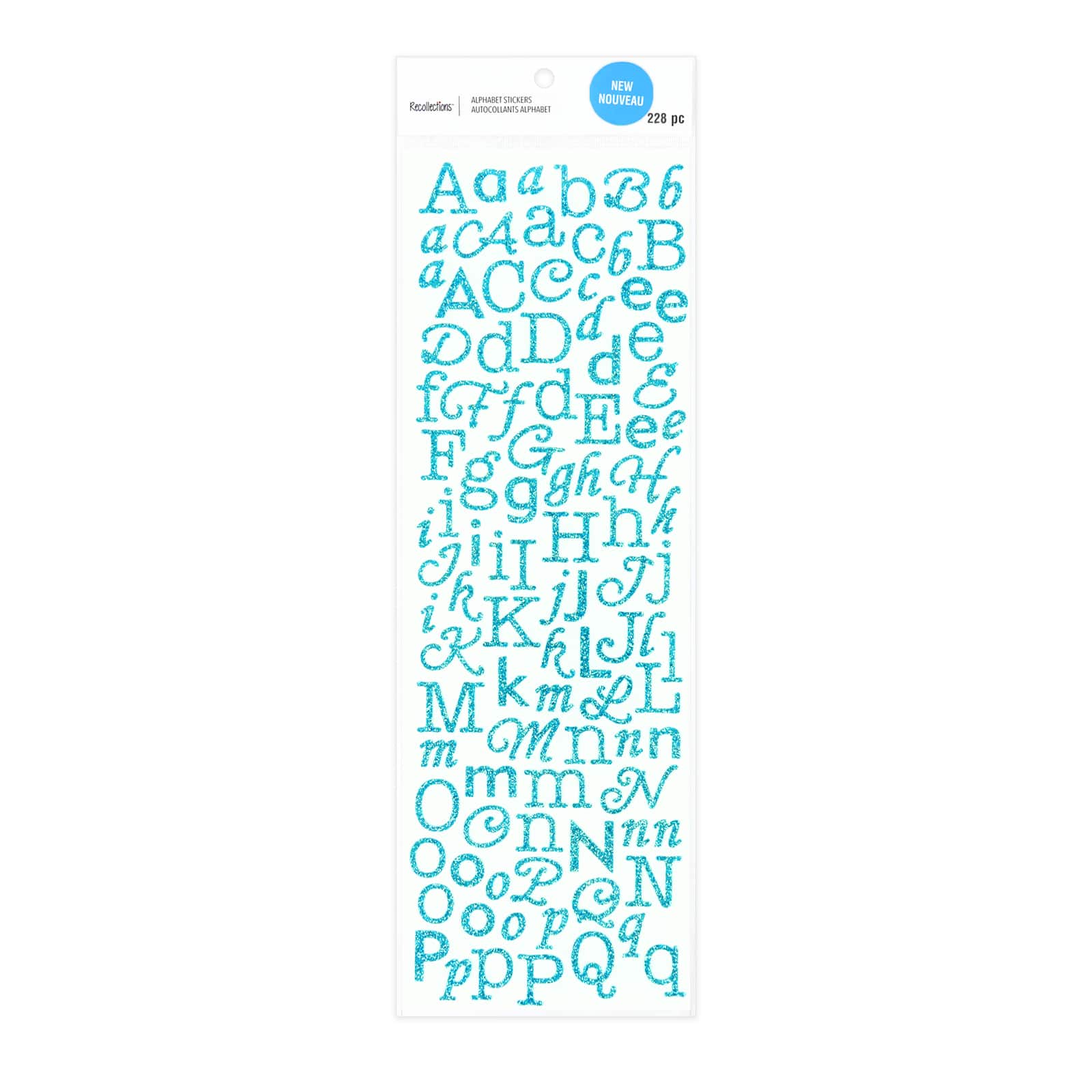 12 Packs: 228 ct. (2,736 total) Teal Glitter Alphabet Stickers by Recollections™