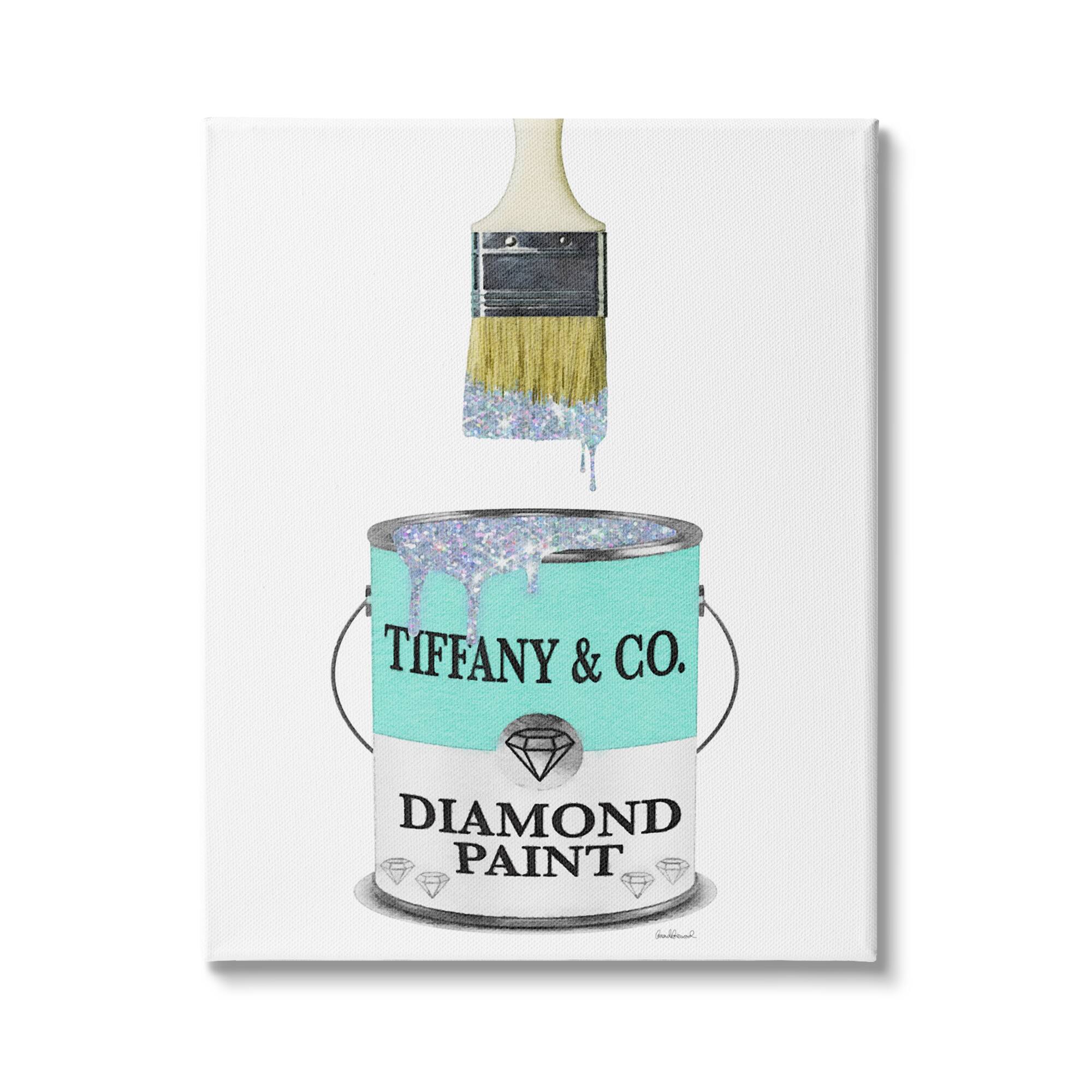 Stupell Industries Fashion Blue Diamond Paint Glam Paintbrush Designer Style Canvas Wall Art