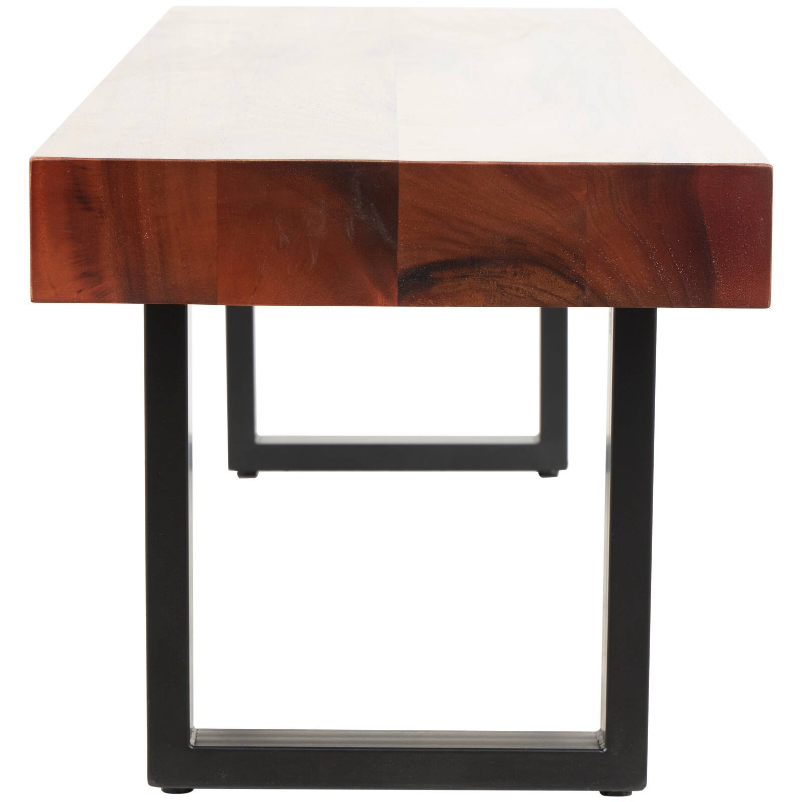5ft. Wood Bench with Black Metal Legs