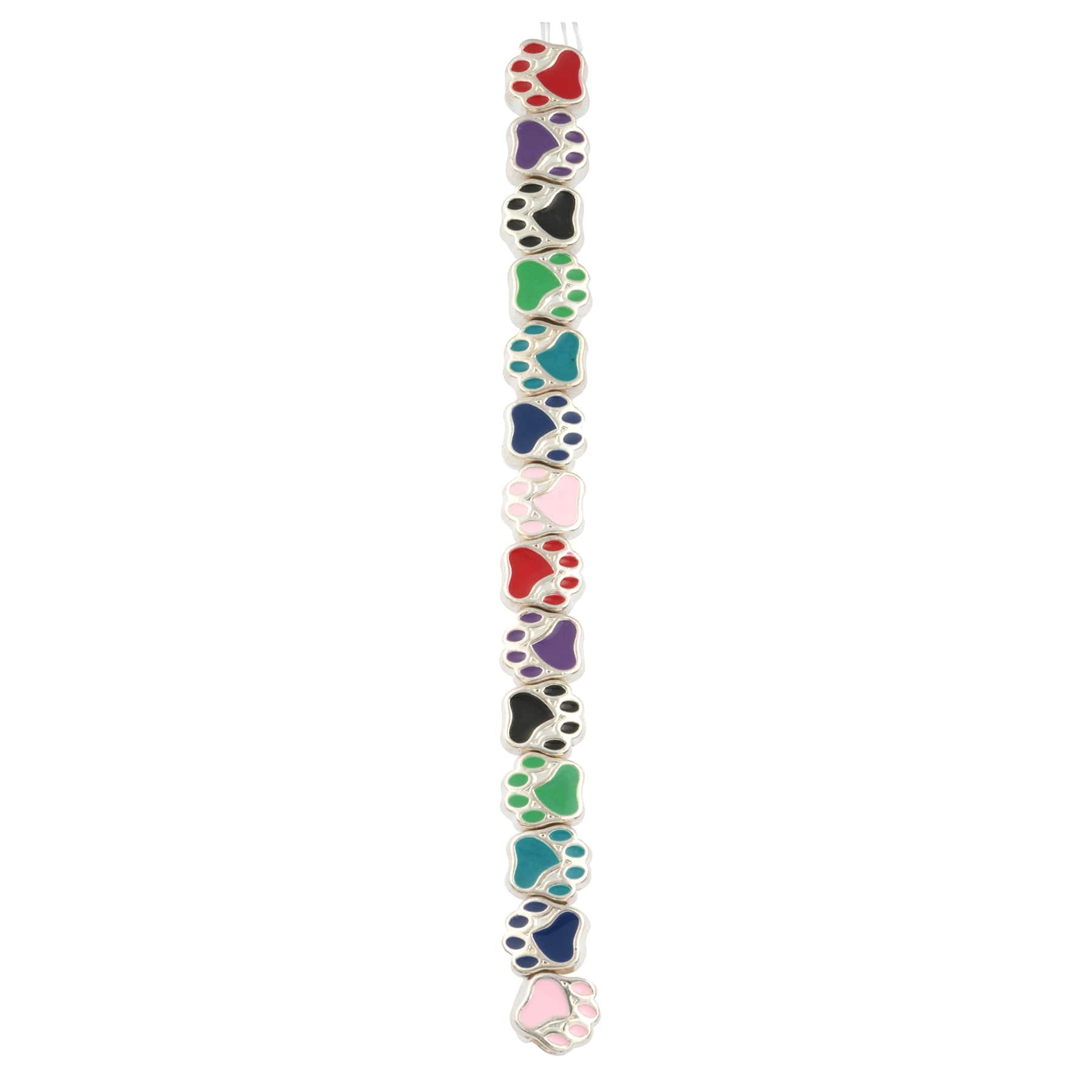 Multicolor Enamel Metal Paw Beads, 10mm by Bead Landing&#x2122;