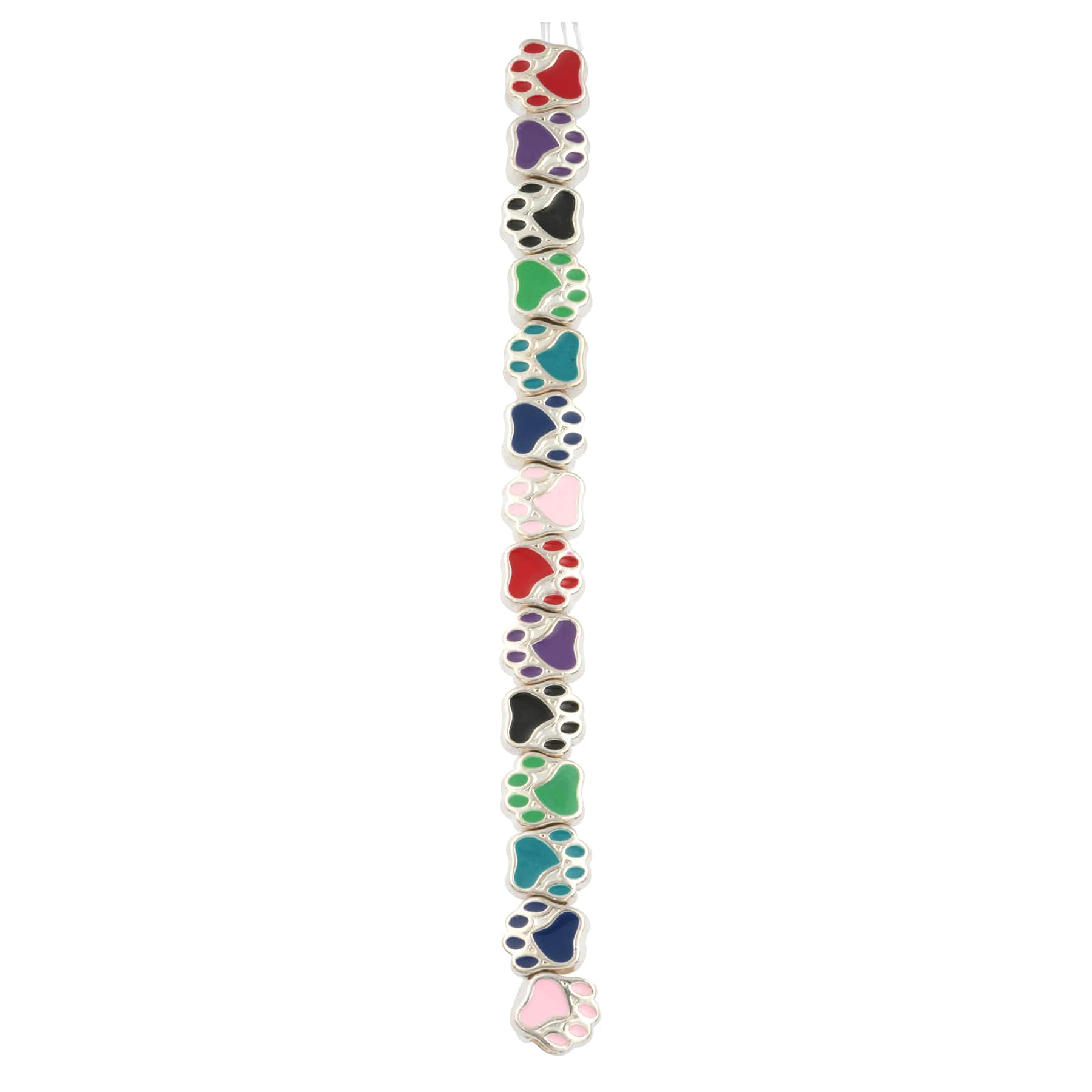 Perles en forme d’empreinte de patte multicolores en métal émaillé de 10 mm de Bead Landing