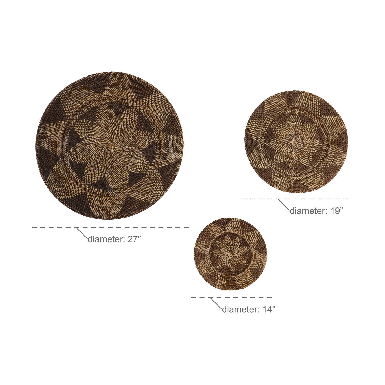 Brown Wicker Traditional Circle Wall Décor Set