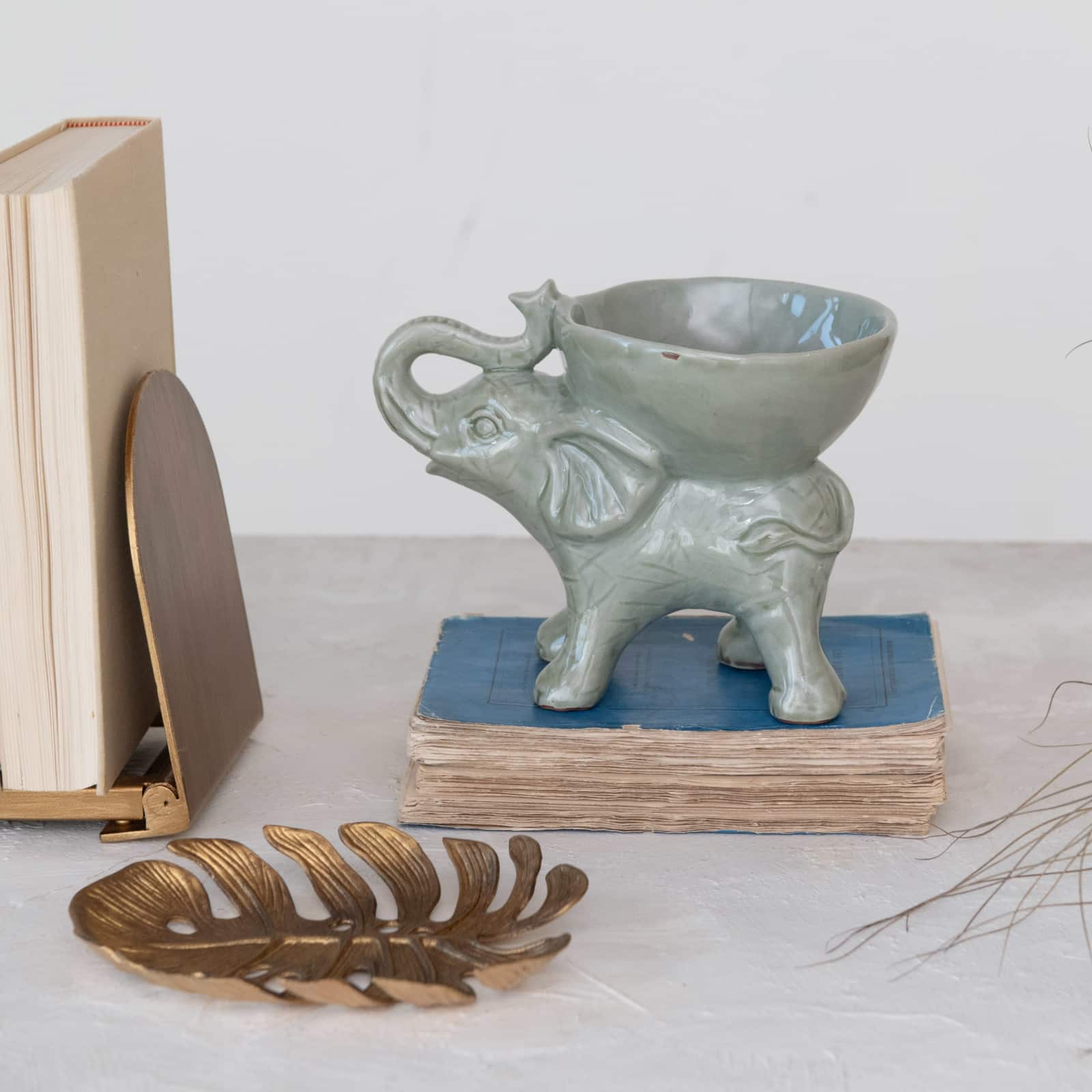 Hello Honey&#xAE; 6.5&#x22; Antique Monstera Leaf Tabletop Accent