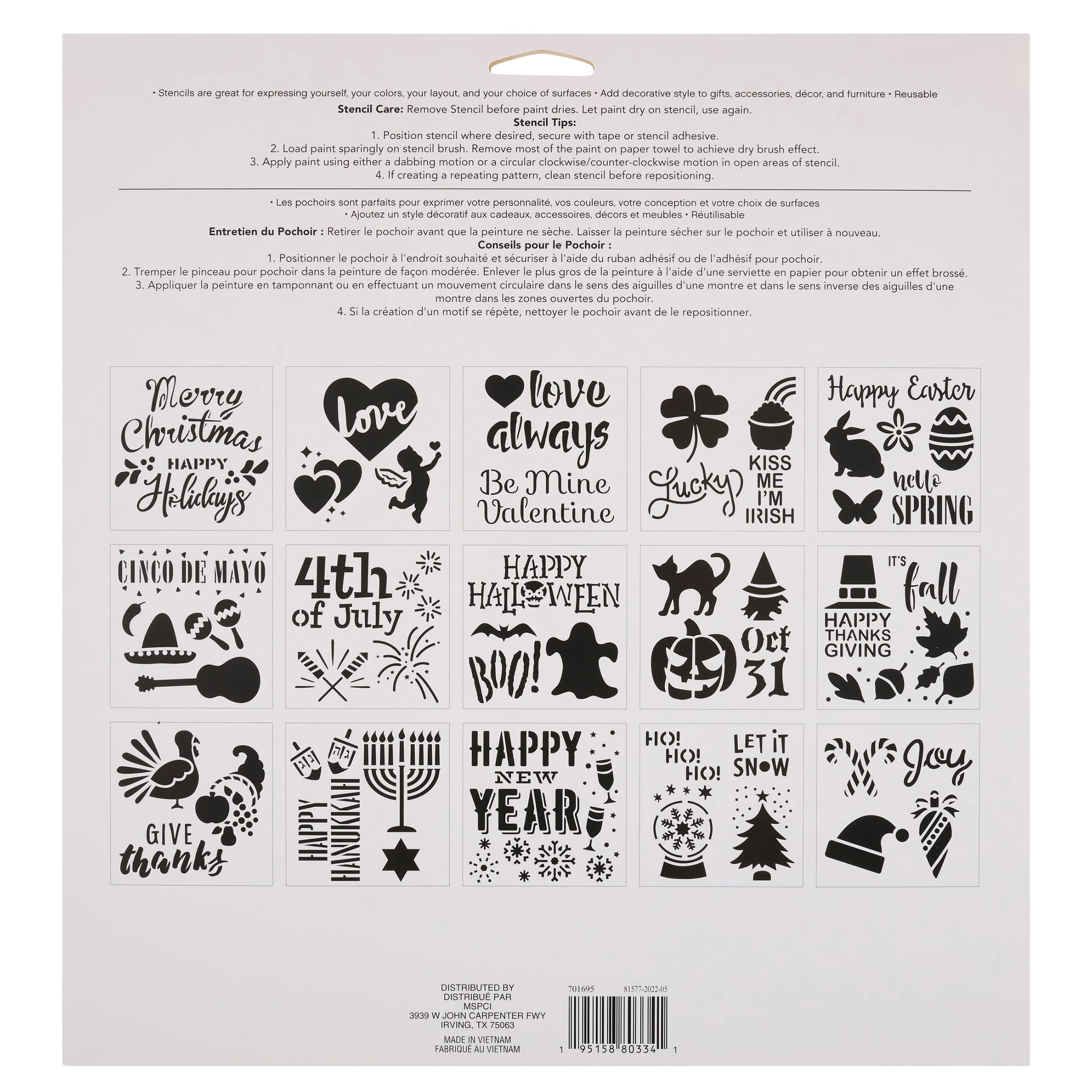 6 Pack: Holidays Stencils by Craft Smart&#xAE;, 12&#x22; x 12&#x22;