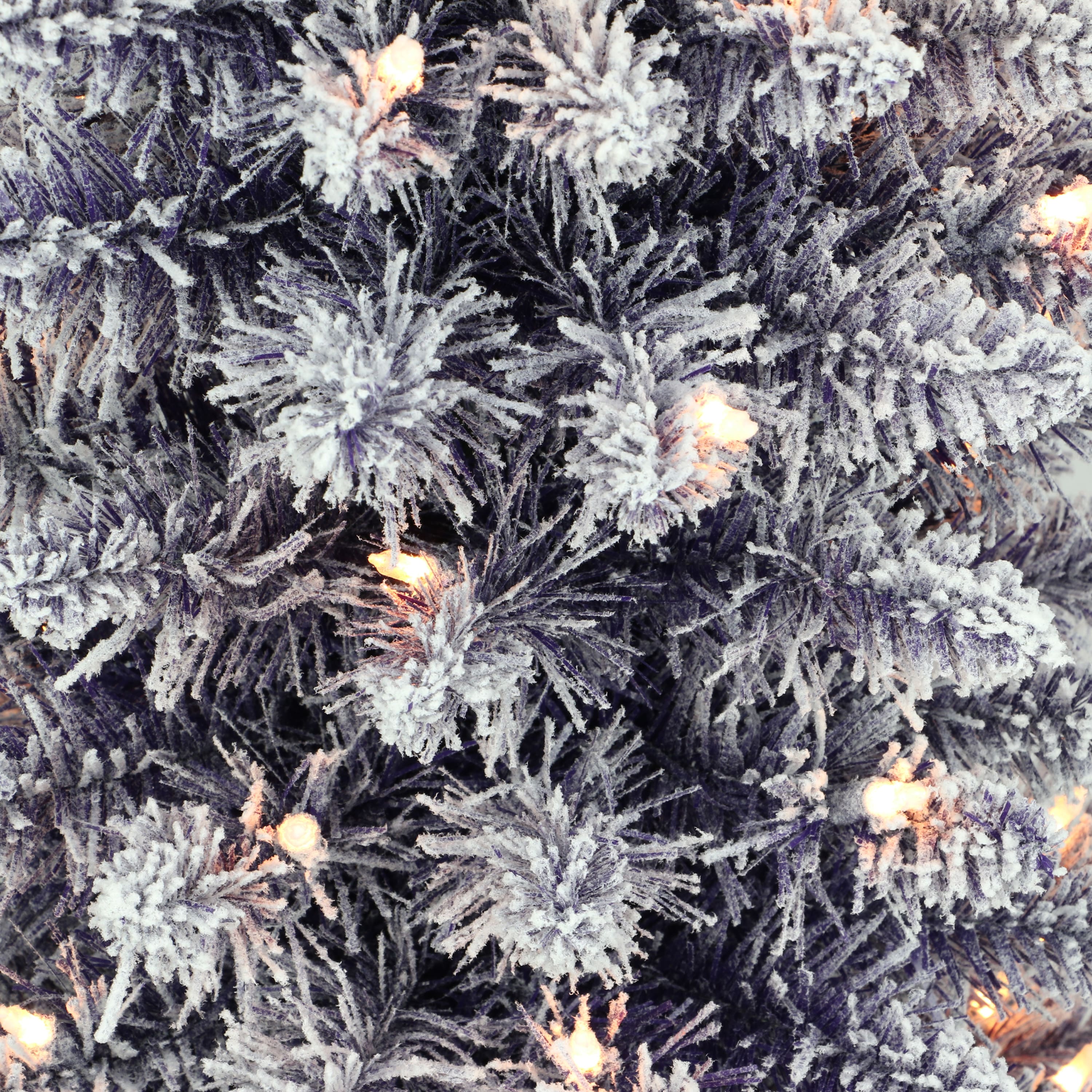 4.5ft. Pre-Lit Flocked Fashion Purple Pencil Artificial Christmas Tree, Clear Lights