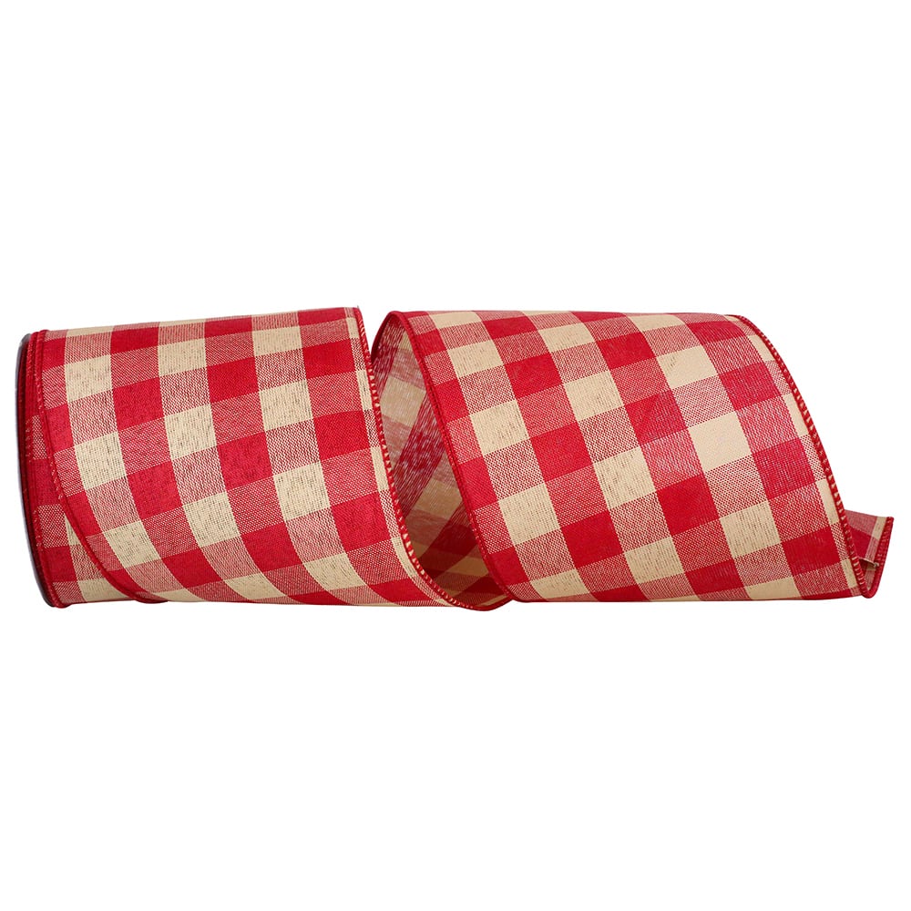 Reliant 4 Wired Red Tea Dye Gingham Ribbon