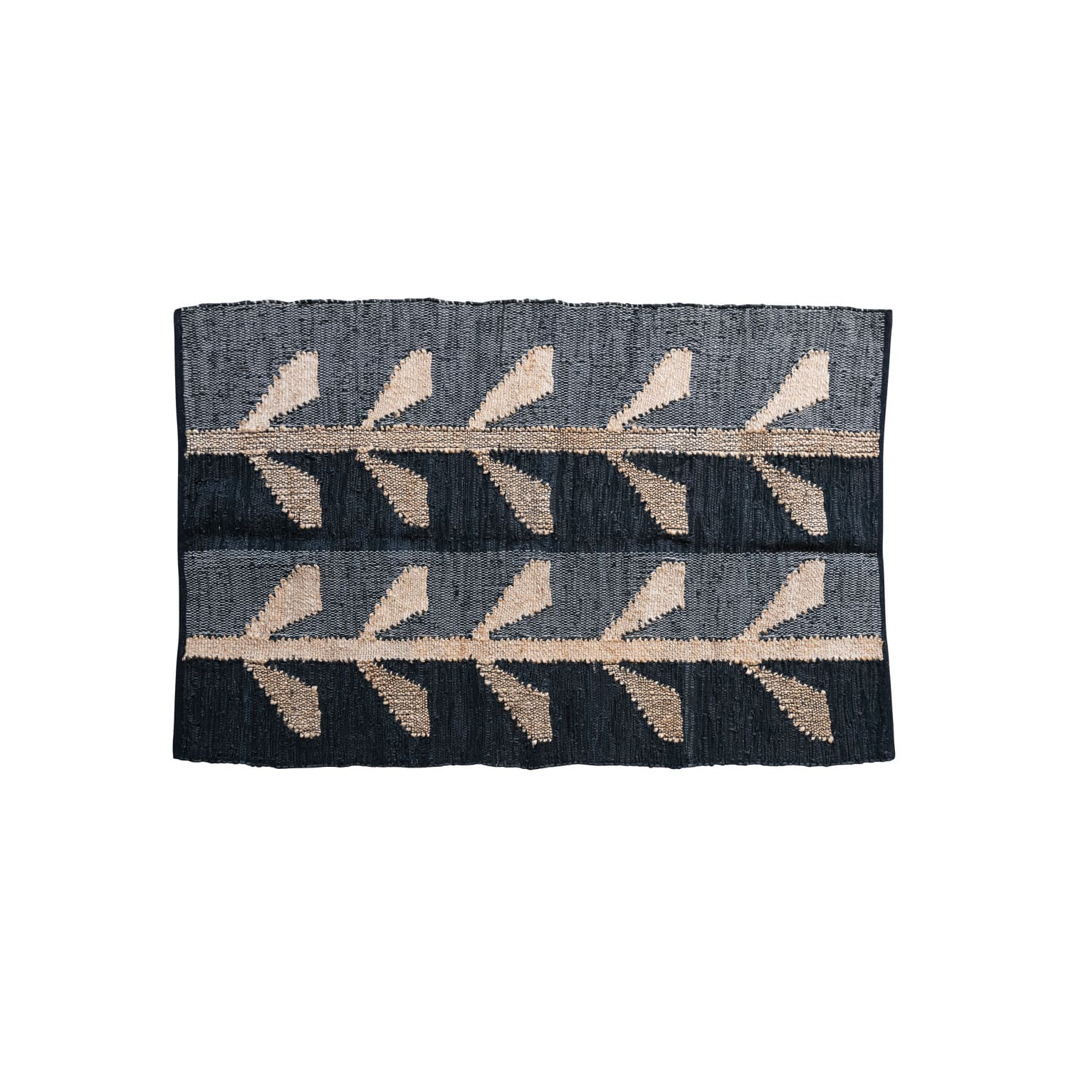 Hello Honey® 4ft. x 6ft. Black & Natural Woven Jute, Leather & Cotton Chindi Rug