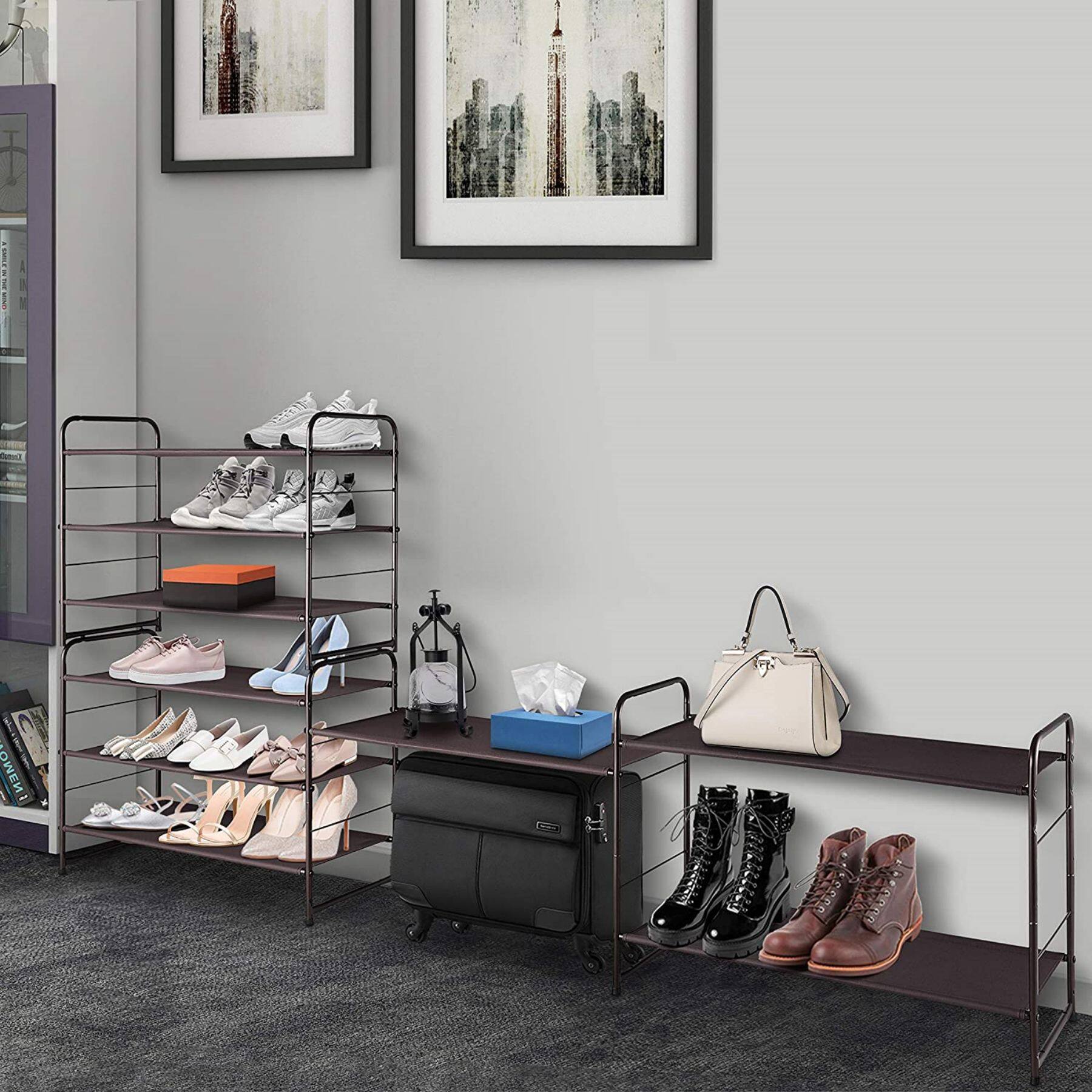 NEX&#x2122; Oumilen Bronze 3-Tier Stackable Shoe Rack