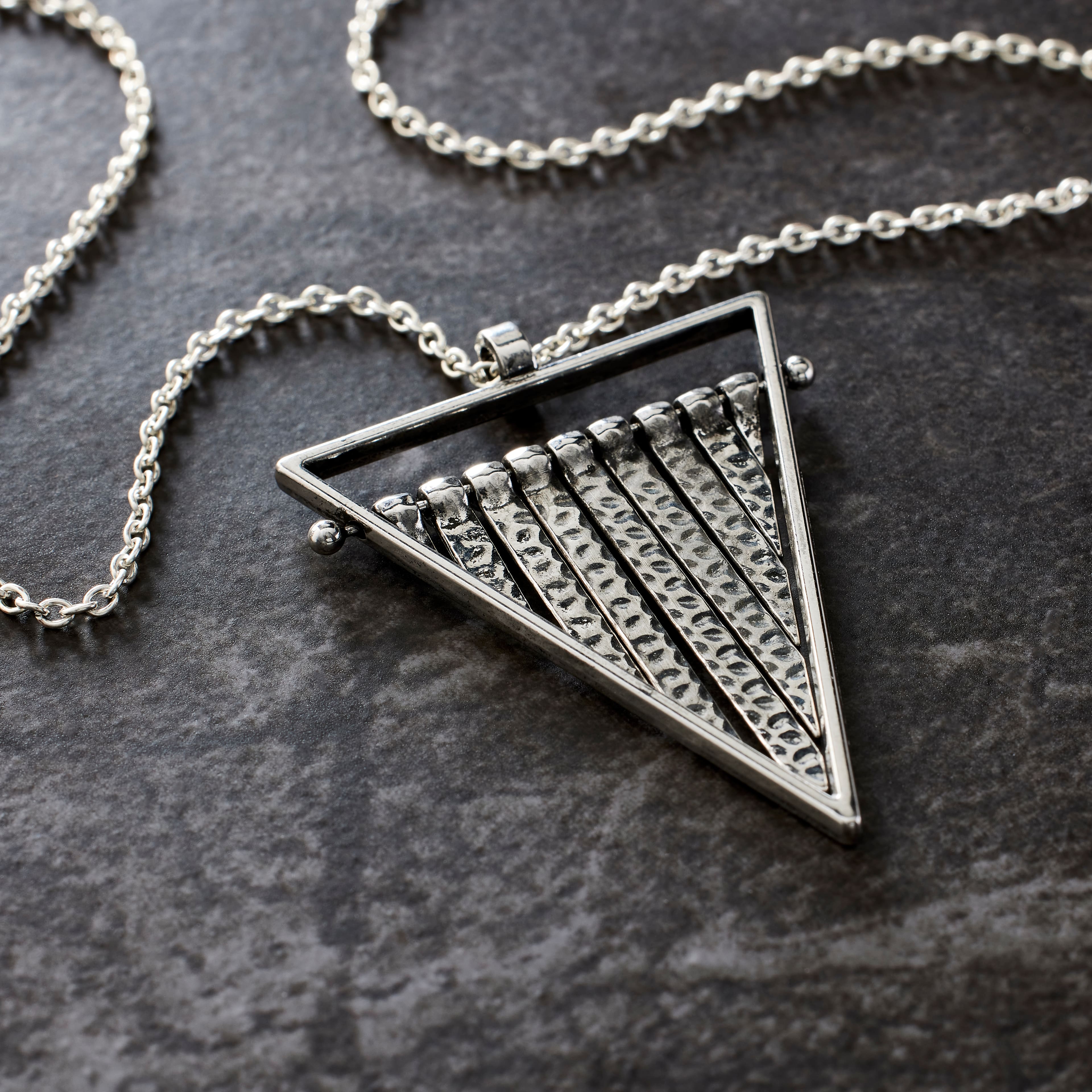 Rhodium Triangle Fringe Pendant by Bead Landing™