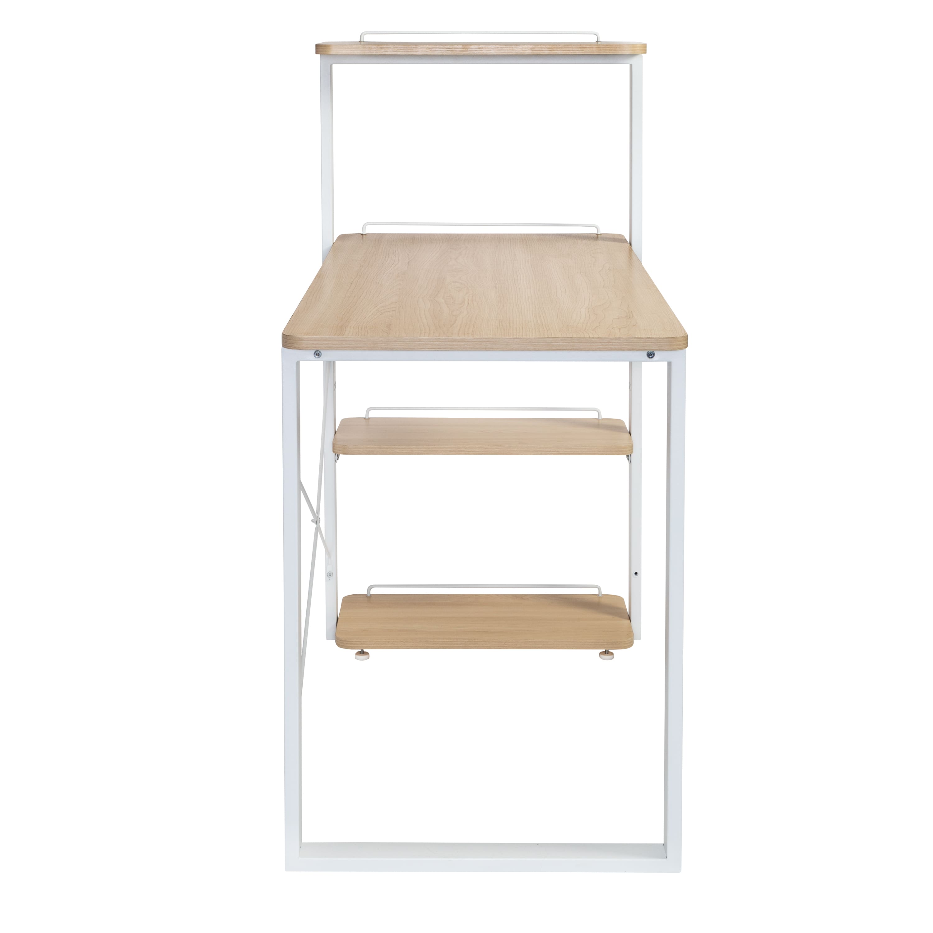 4 Pack: Honey Can Do White &#x26; Natural Home Office Computer Desk with Shelves