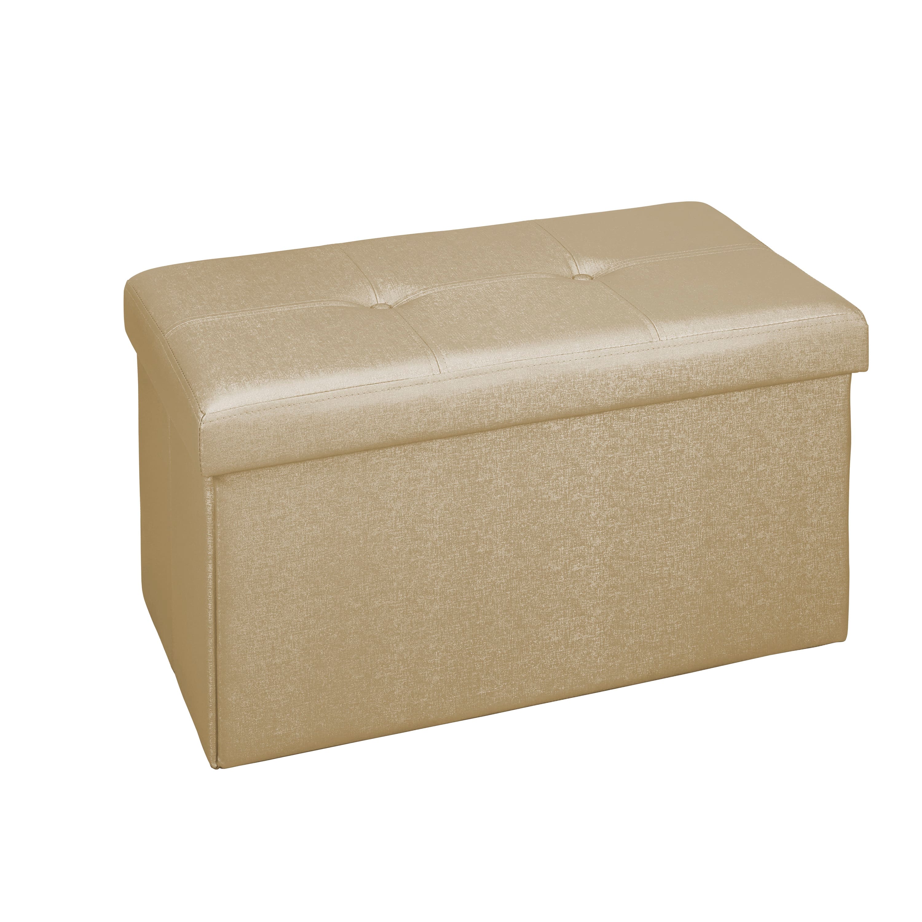 Simplify Metallic Gold Faux Leather Double Folding Storage Ottoman