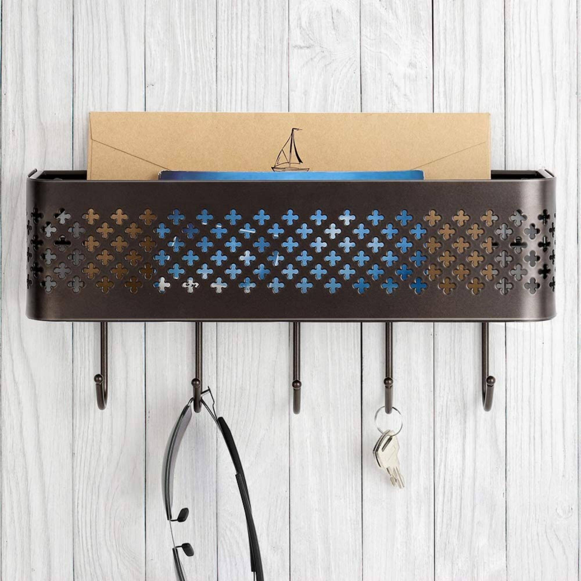 NEX&#x2122; Brown Wall Mount Metal Letter Holders Basket