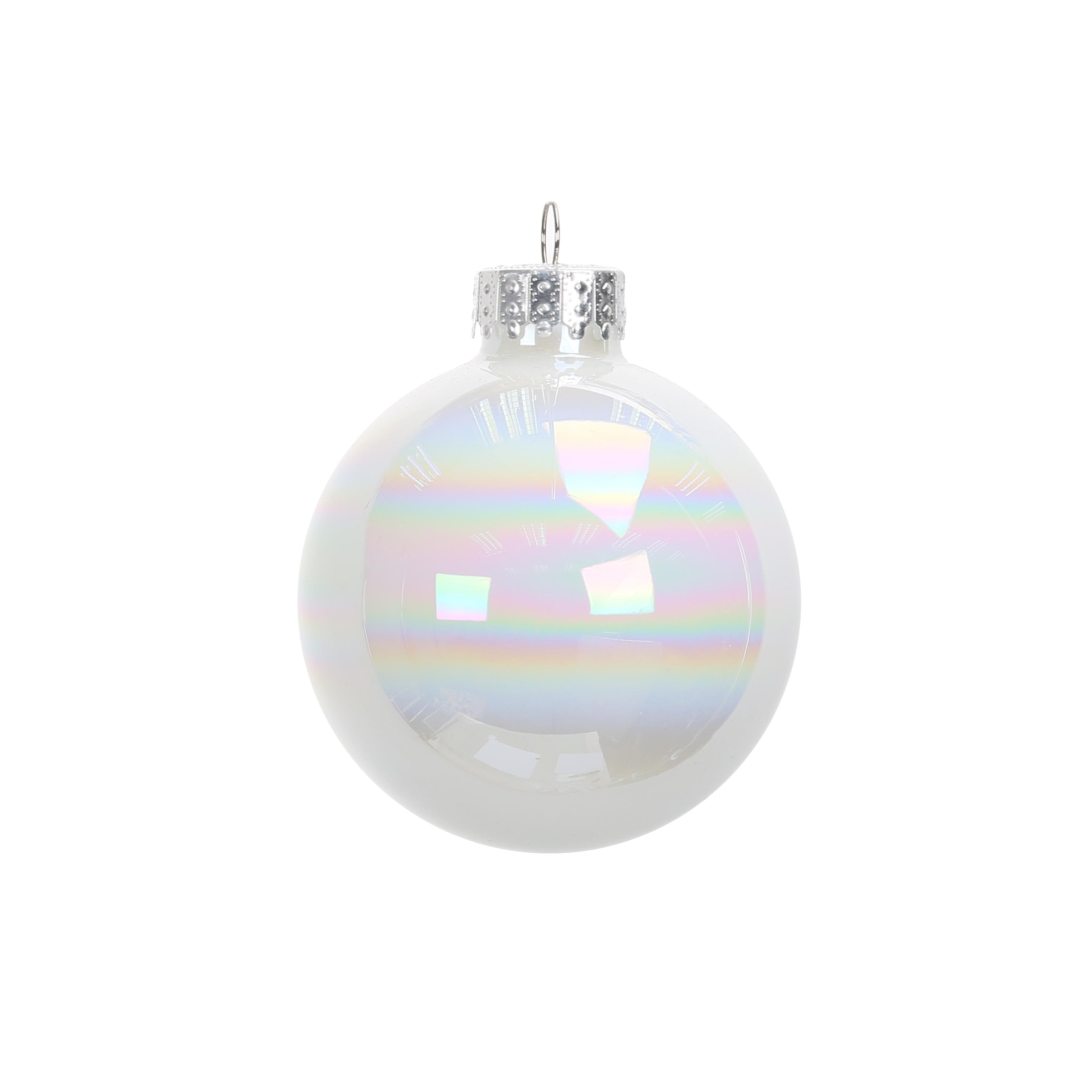 8 Pack 2.5&#x22; Iridescent White Glass Ball Ornaments by Ashland&#xAE;