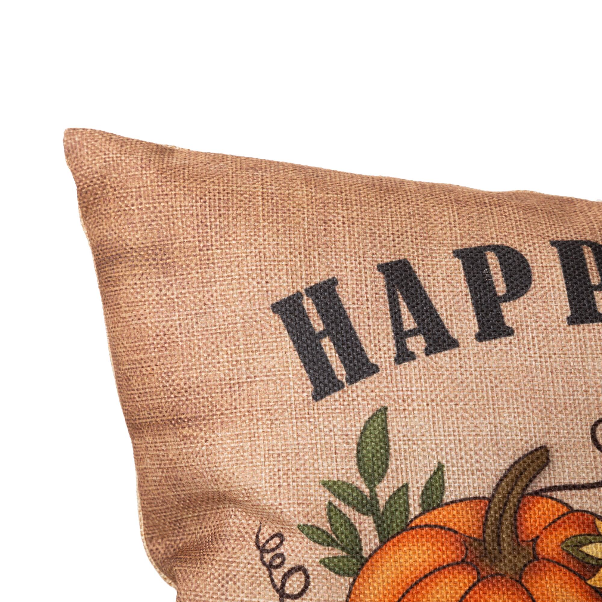 Glitzhome&#xAE; Faux Burlap Fall Pumpkin Pillow