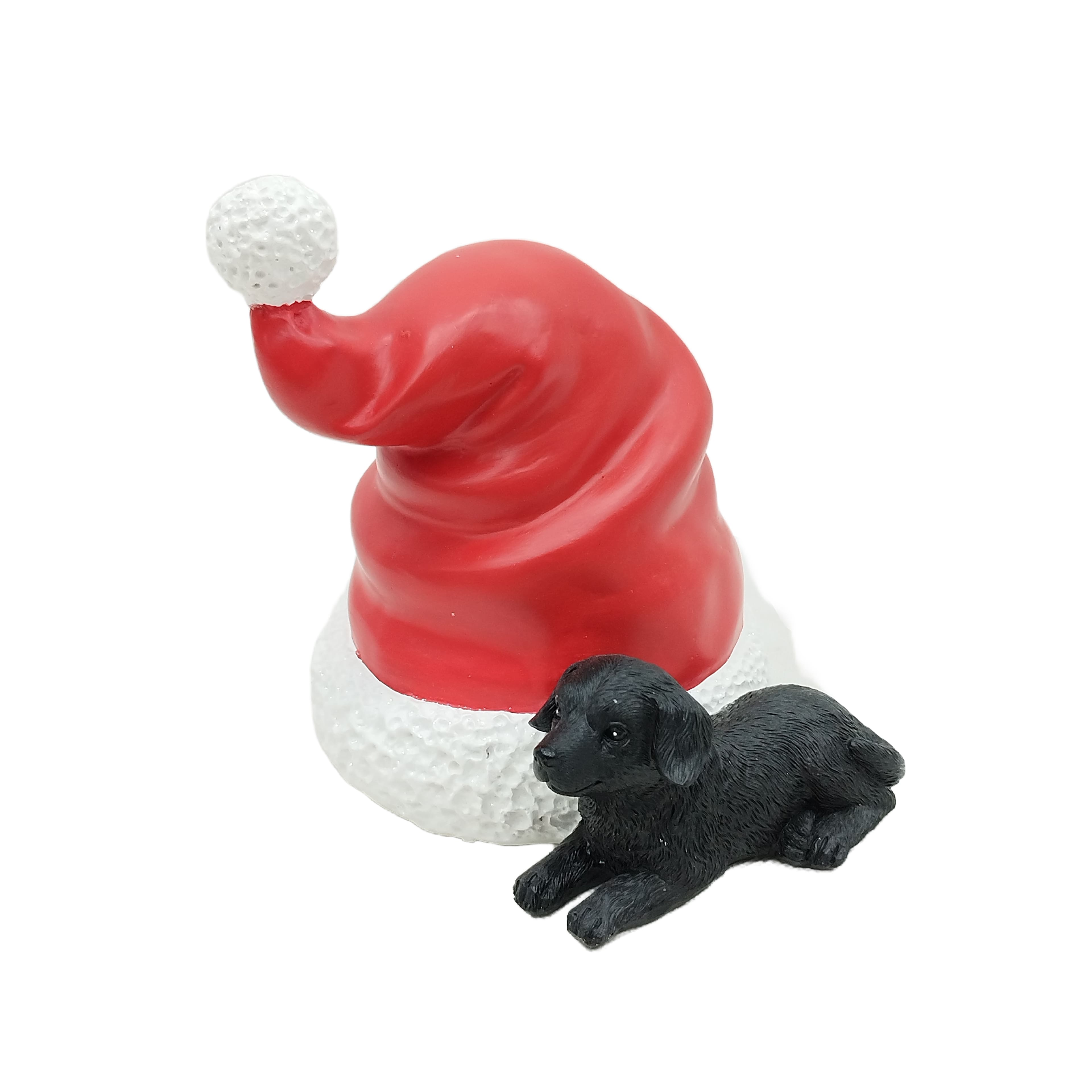 6&#x22; Santa Hat with Black Dog Tabletop D&#xE9;cor by Ashland&#xAE;