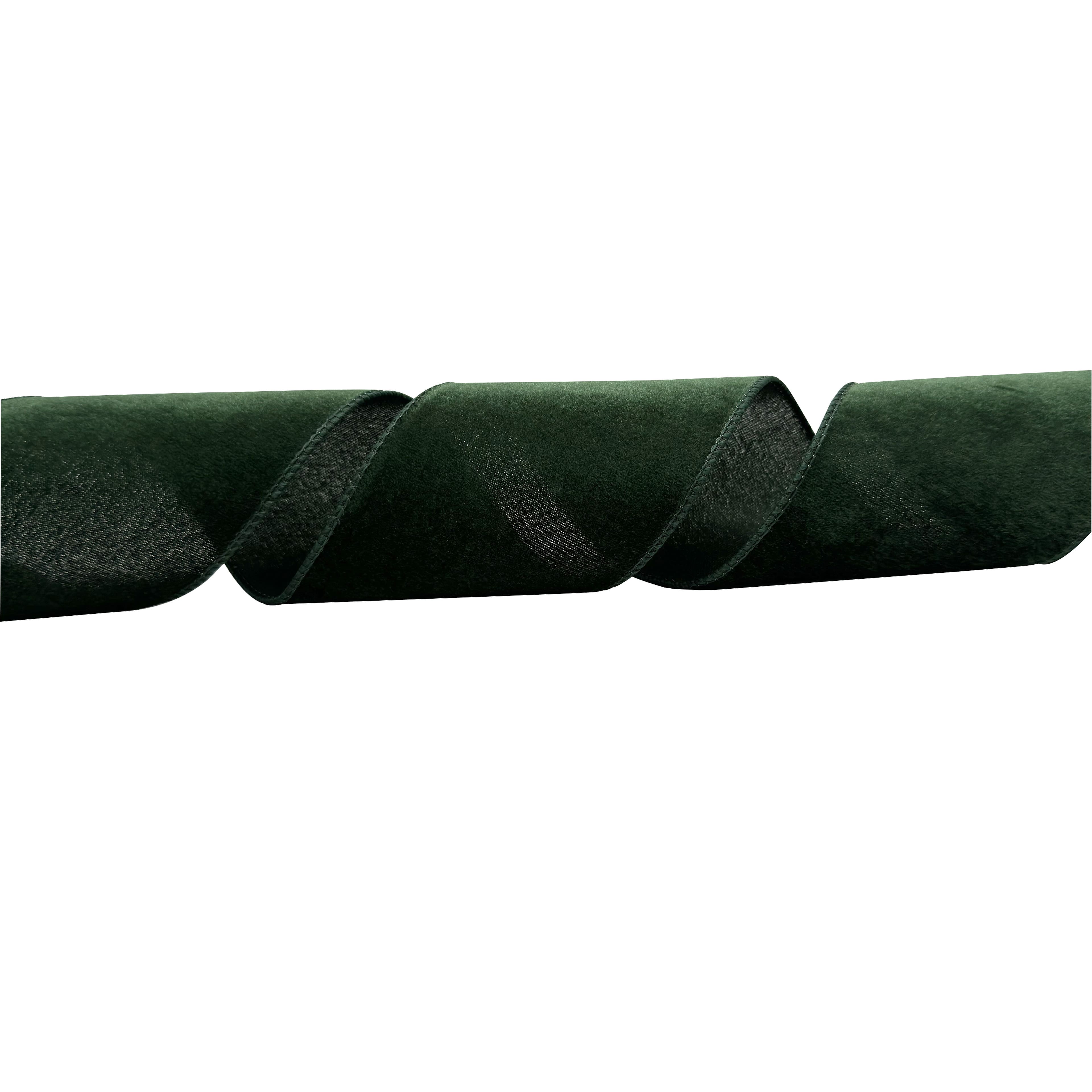 3.5&#x22; x 25ft. Green Velvet Wired Ribbon by Celebrate It&#x2122; Christmas