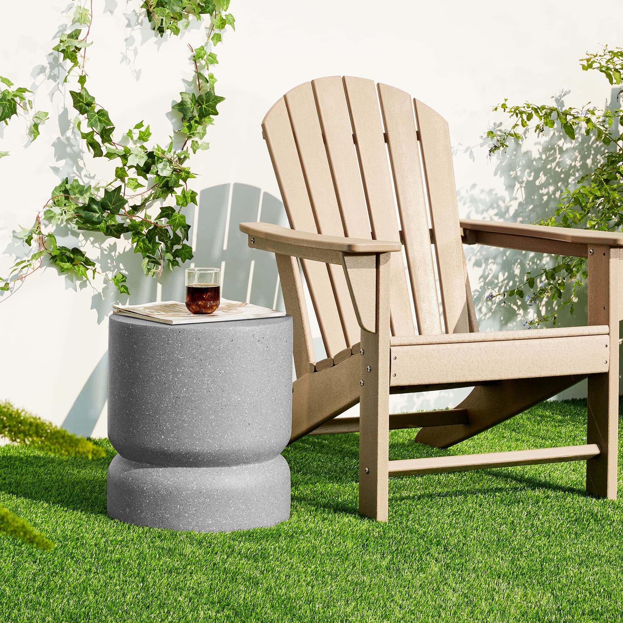 Glitzhome® 17" Multifunctional Faux Terrazzo Stool