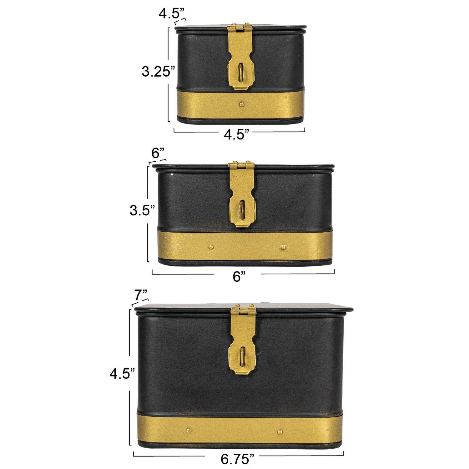 Hello Honey® Black Square Metal Nesting Storage Boxes with Hasp Lock