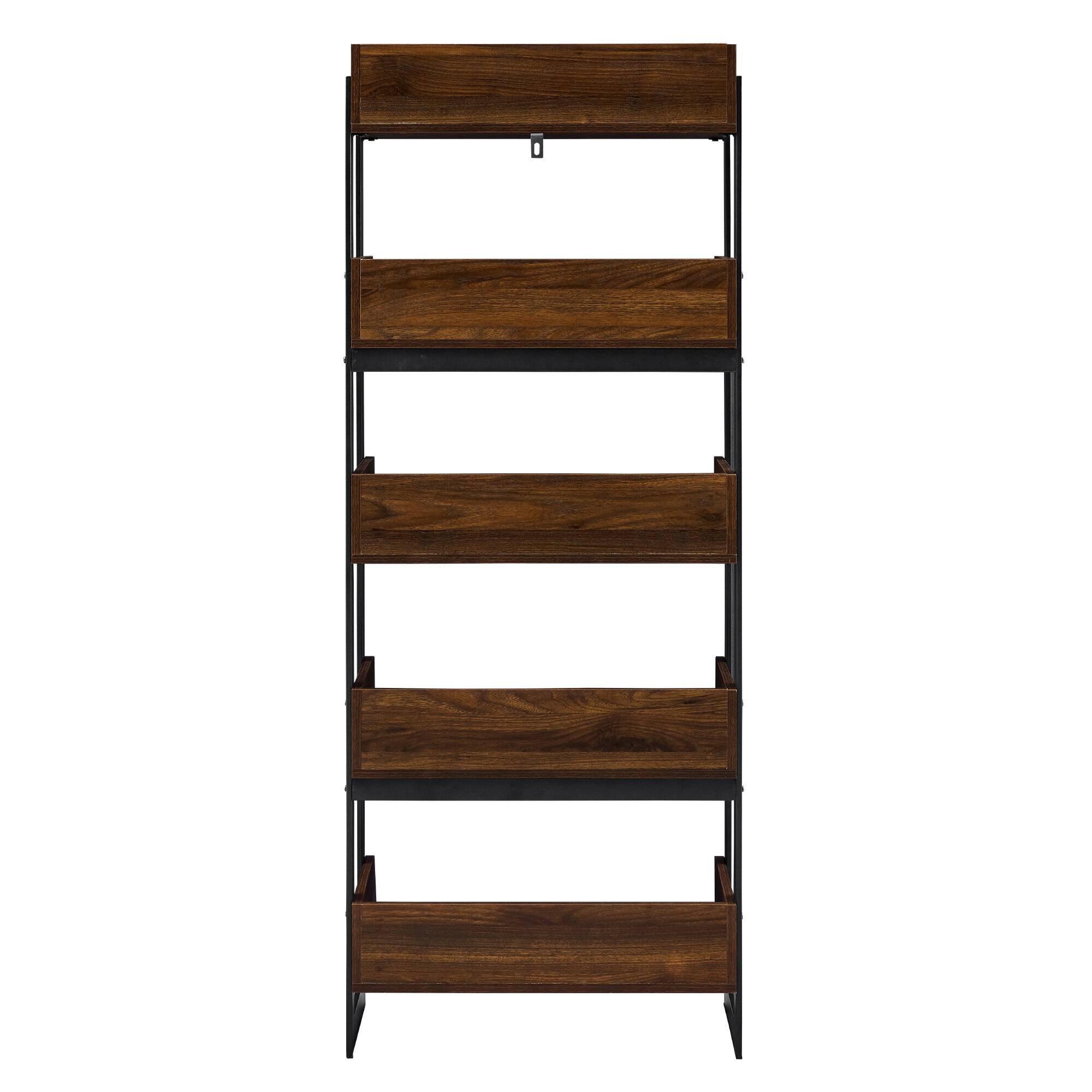 Walker Edison 64" Dark Walnut 5-Shelf Bookshelf