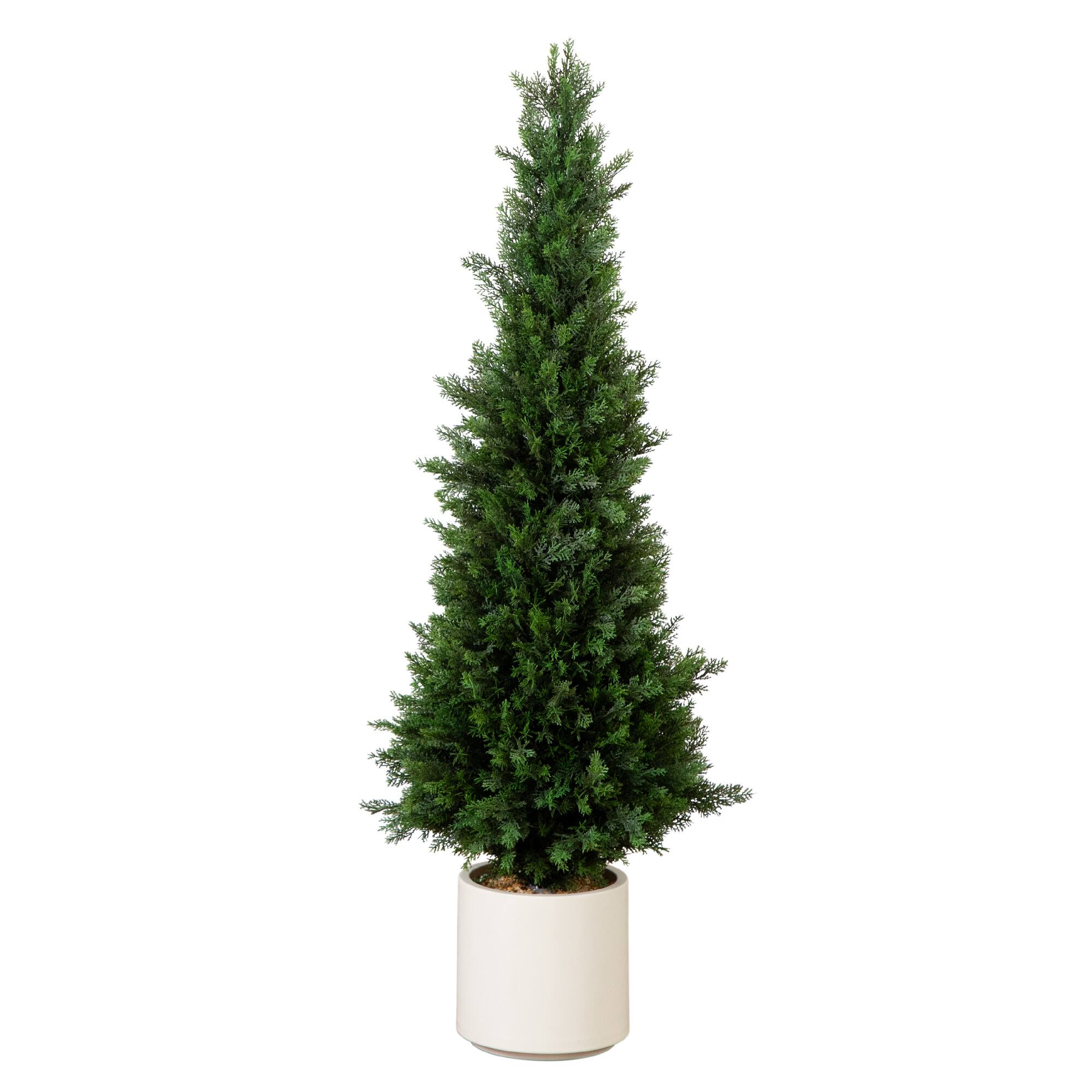 4ft. UV-Resistant Cedar Tree in White Planter