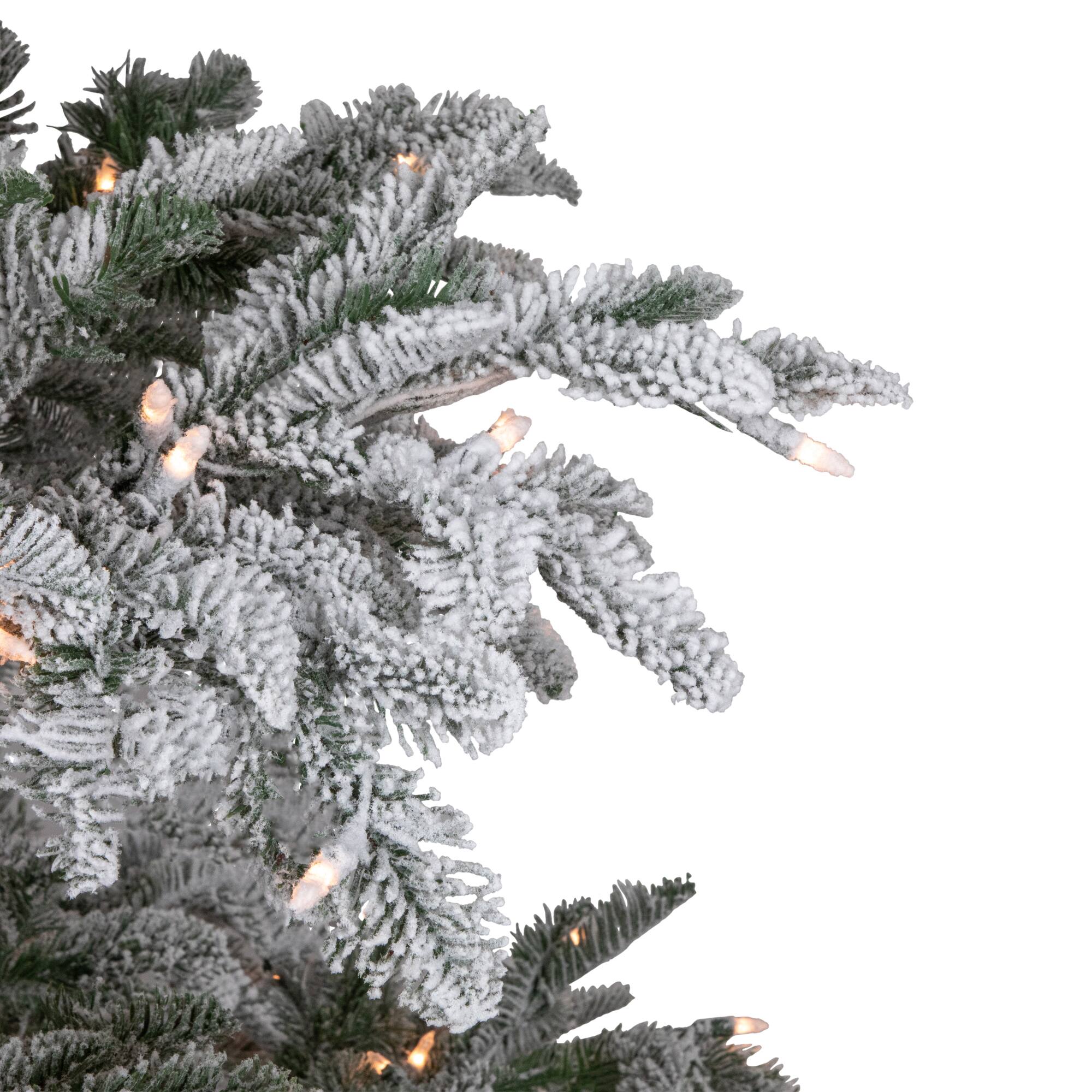 6.5ft. Pre-Lit Real Touch™️ Full Flocked Whistler Noble Fir Artificial Christmas Tree, Clear Lights