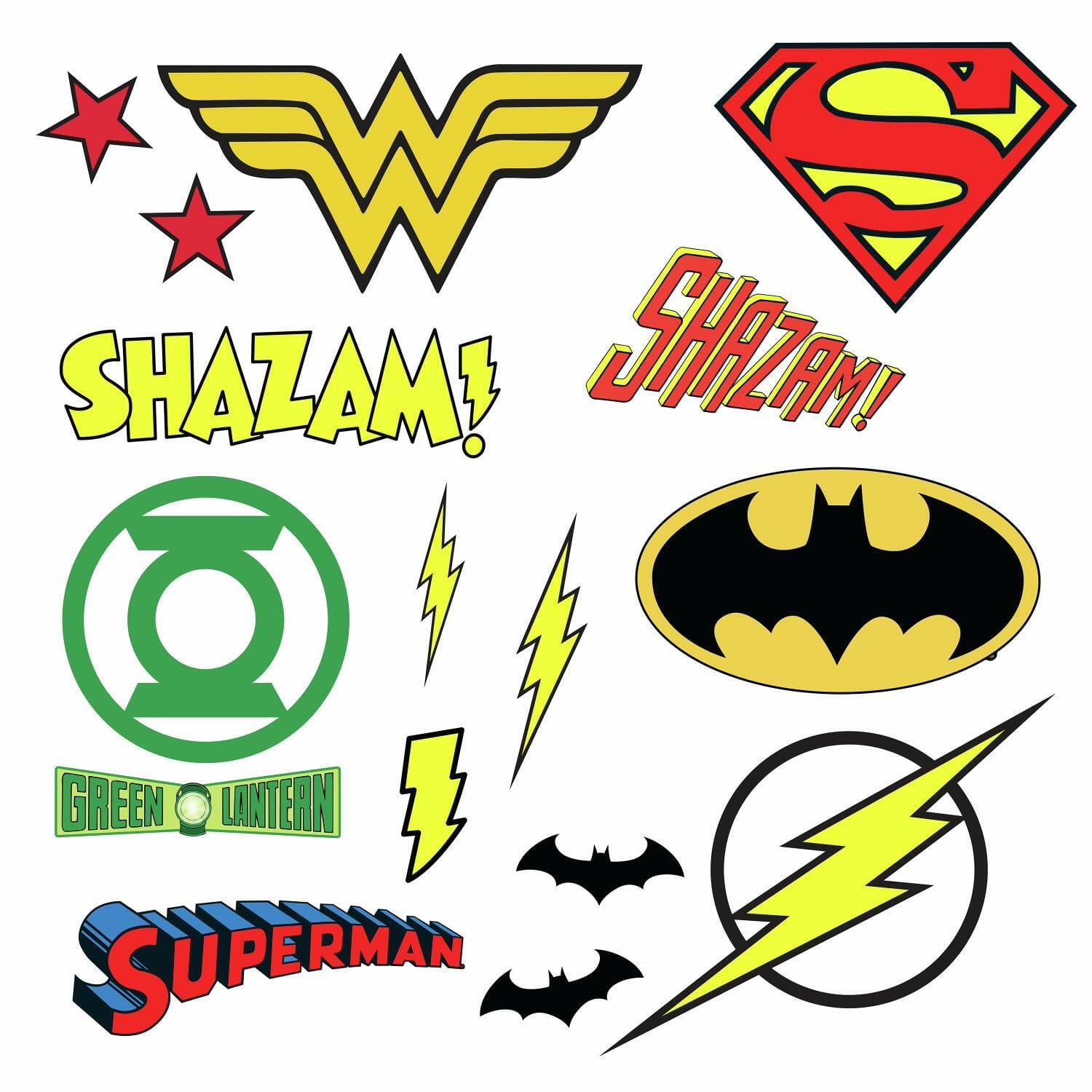 RoomMates DC Superhero Logos Peel &#x26; Stick Wall Decals