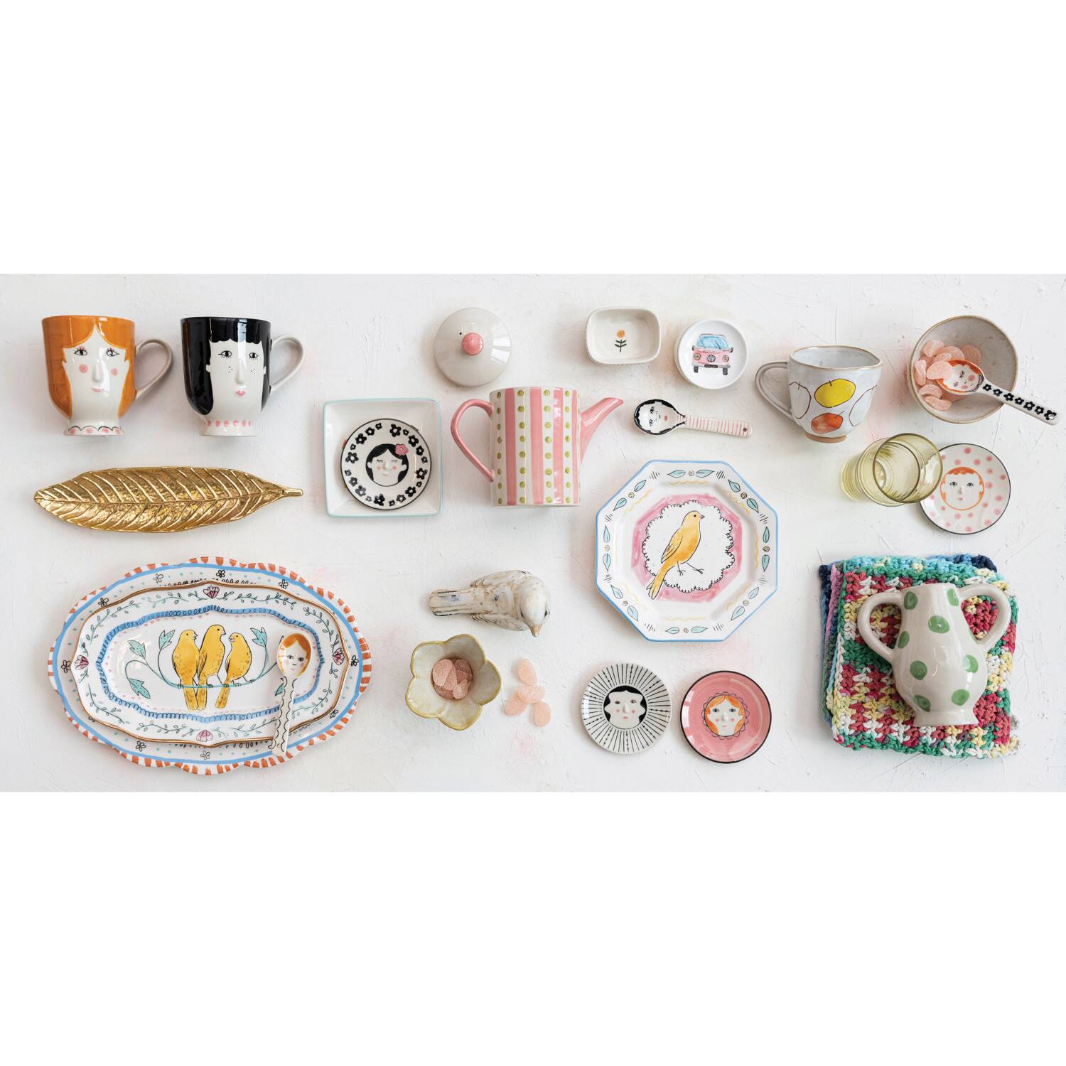 Hello Honey® Painted Faces Stoneware Mug Set