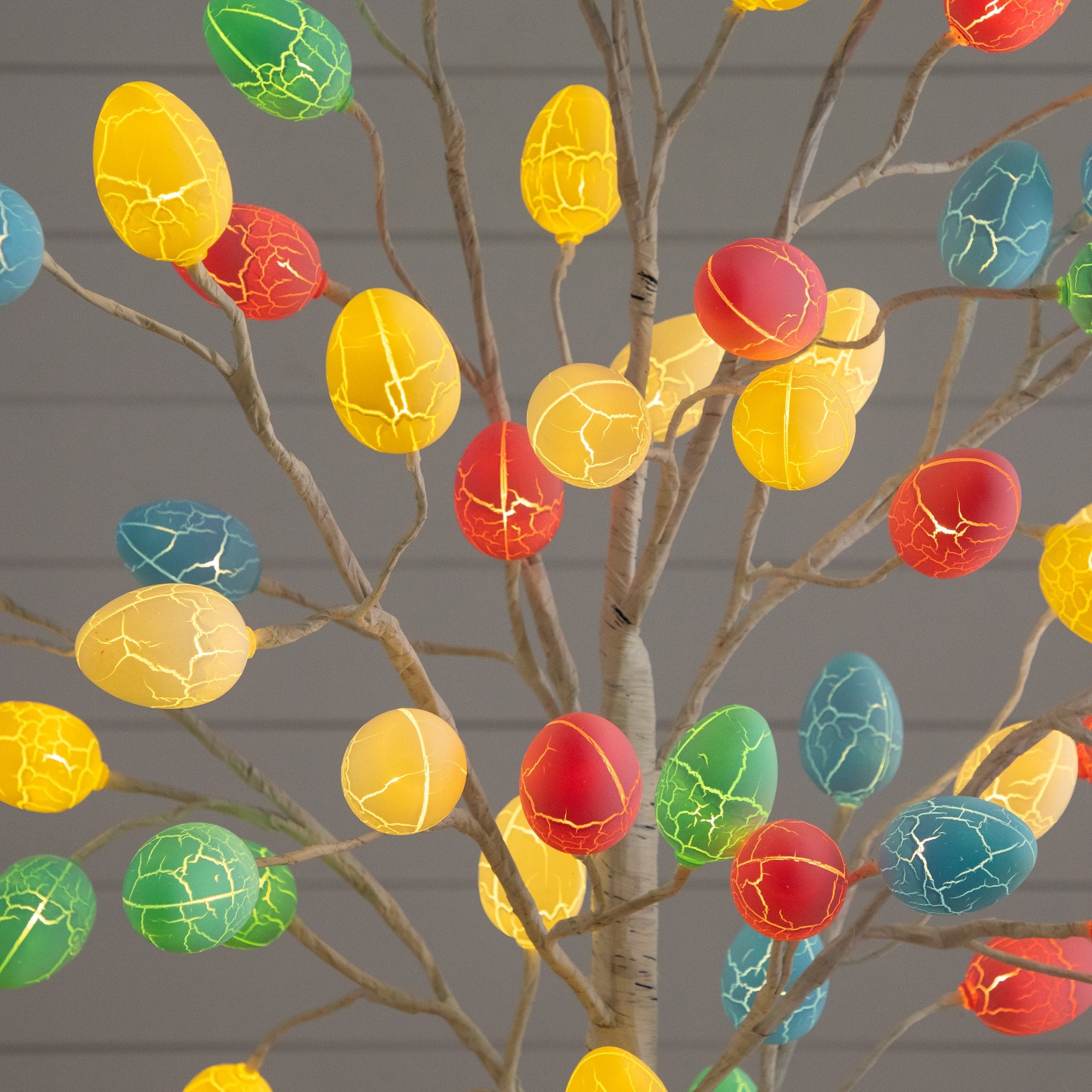 6ft. Pre-Lit Artificial Easter Twig Tree with 96 Egg Shaped LED Ornaments